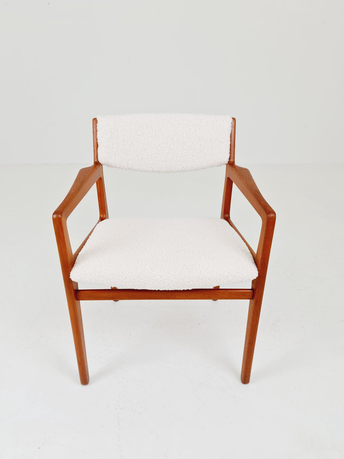 Danish Teak Armchair with Teddy Fabric By Knud Andersen for J.C.S JEnsen Möbelfabrik , 1960s