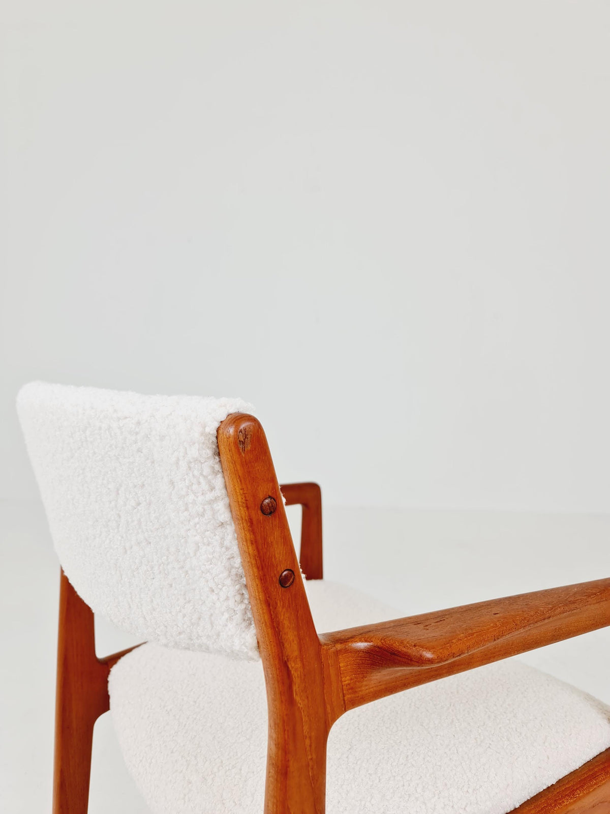 Danish Teak Armchair with Teddy Fabric By Knud Andersen for J.C.S JEnsen Möbelfabrik , 1960s