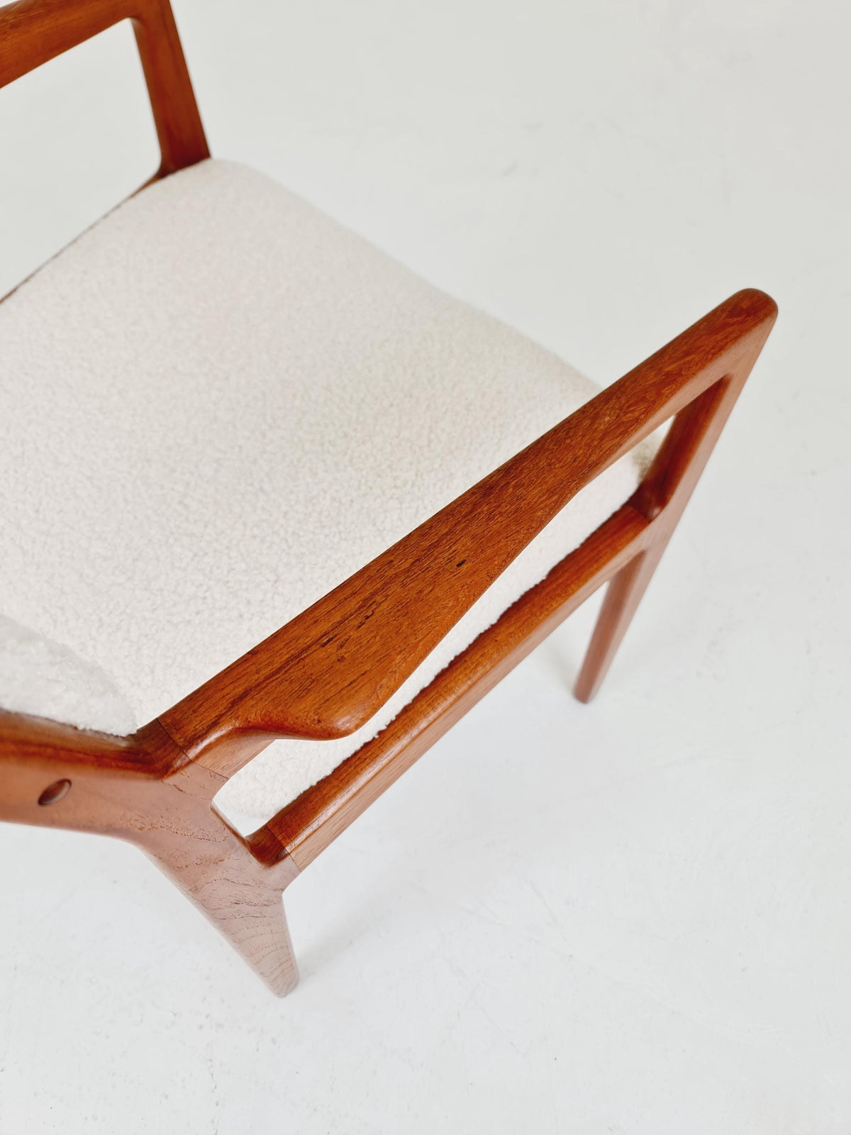 Danish Teak Armchair with Teddy Fabric By Knud Andersen for J.C.S JEnsen Möbelfabrik , 1960s