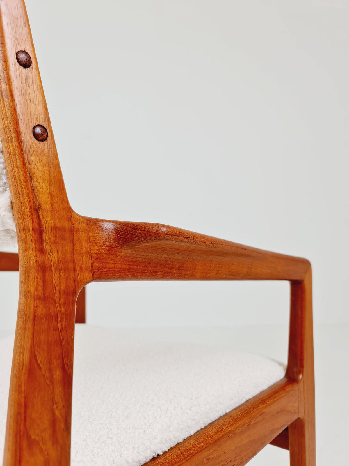 Danish Teak Armchair with Teddy Fabric By Knud Andersen for J.C.S JEnsen Möbelfabrik , 1960s