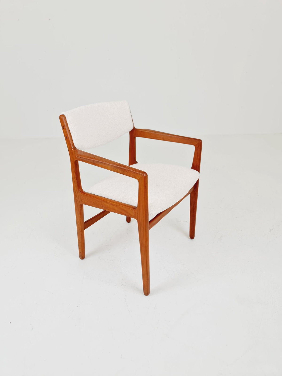 Danish Teak Armchair with Teddy Fabric By Knud Andersen for J.C.S JEnsen Möbelfabrik , 1960s