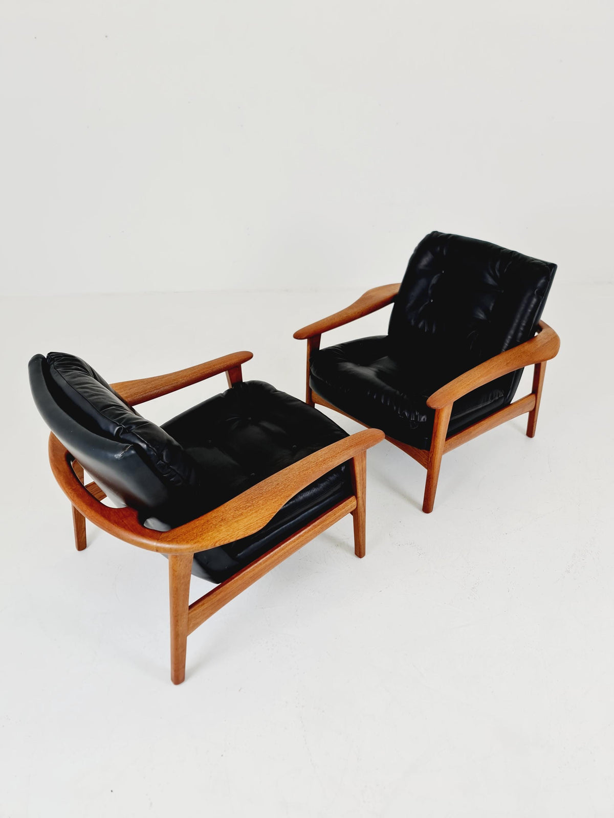 Ultra Rare Mid century easy lounge chairs Denmark 1960s, Set of 2