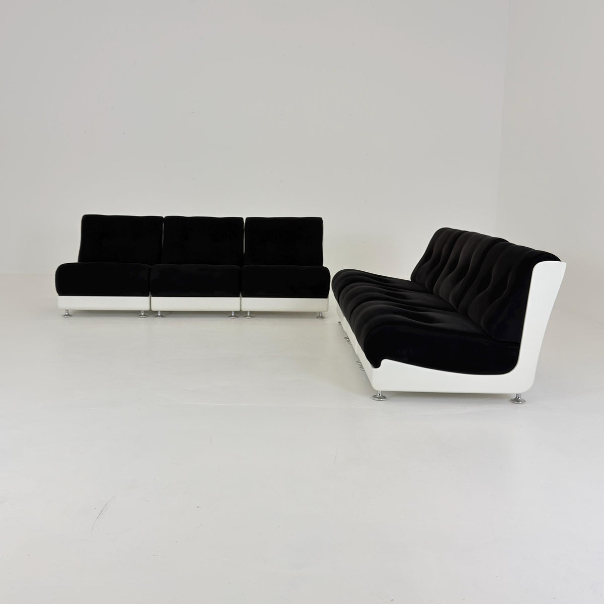 Set of 6 Rare Mid-Century Space Age Modular Lounge Chairs by Mario Bellini for Roche Bobois, 1970s Italy