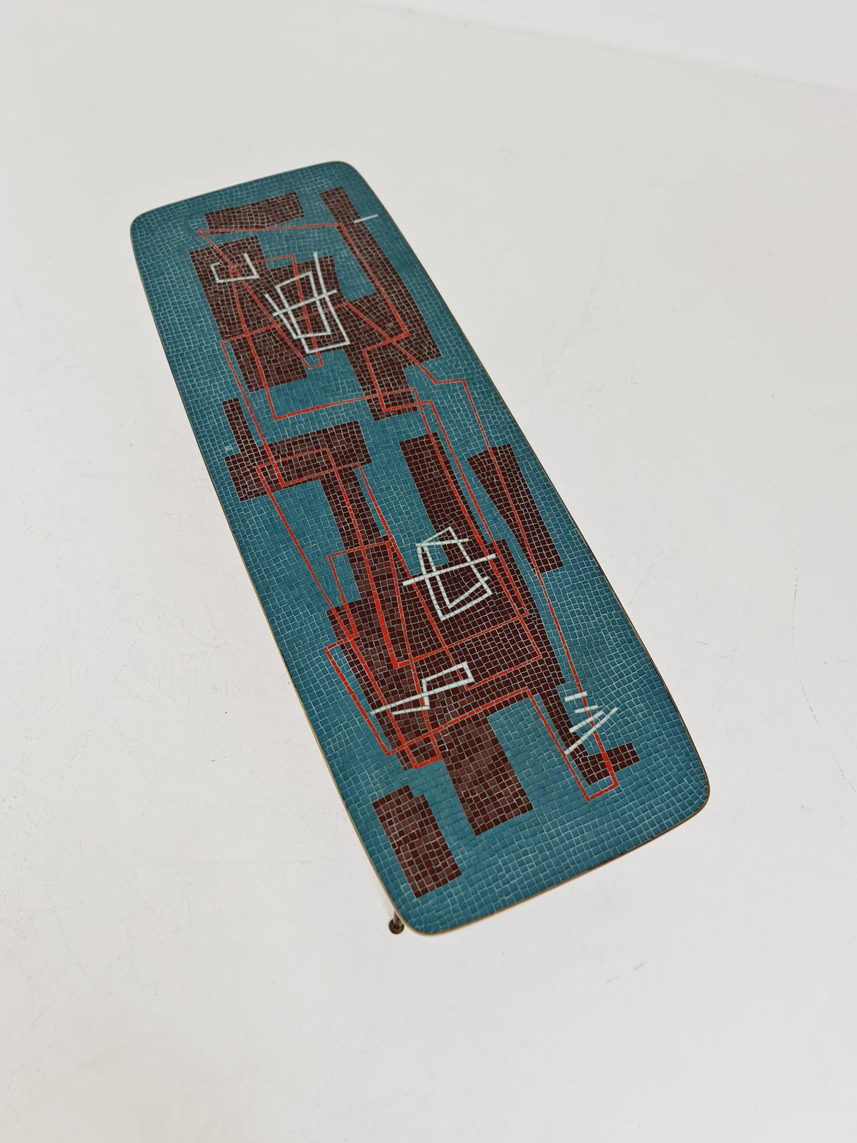 Unique mosaic & solid brass coffee table by Berthold Muller, 1950s