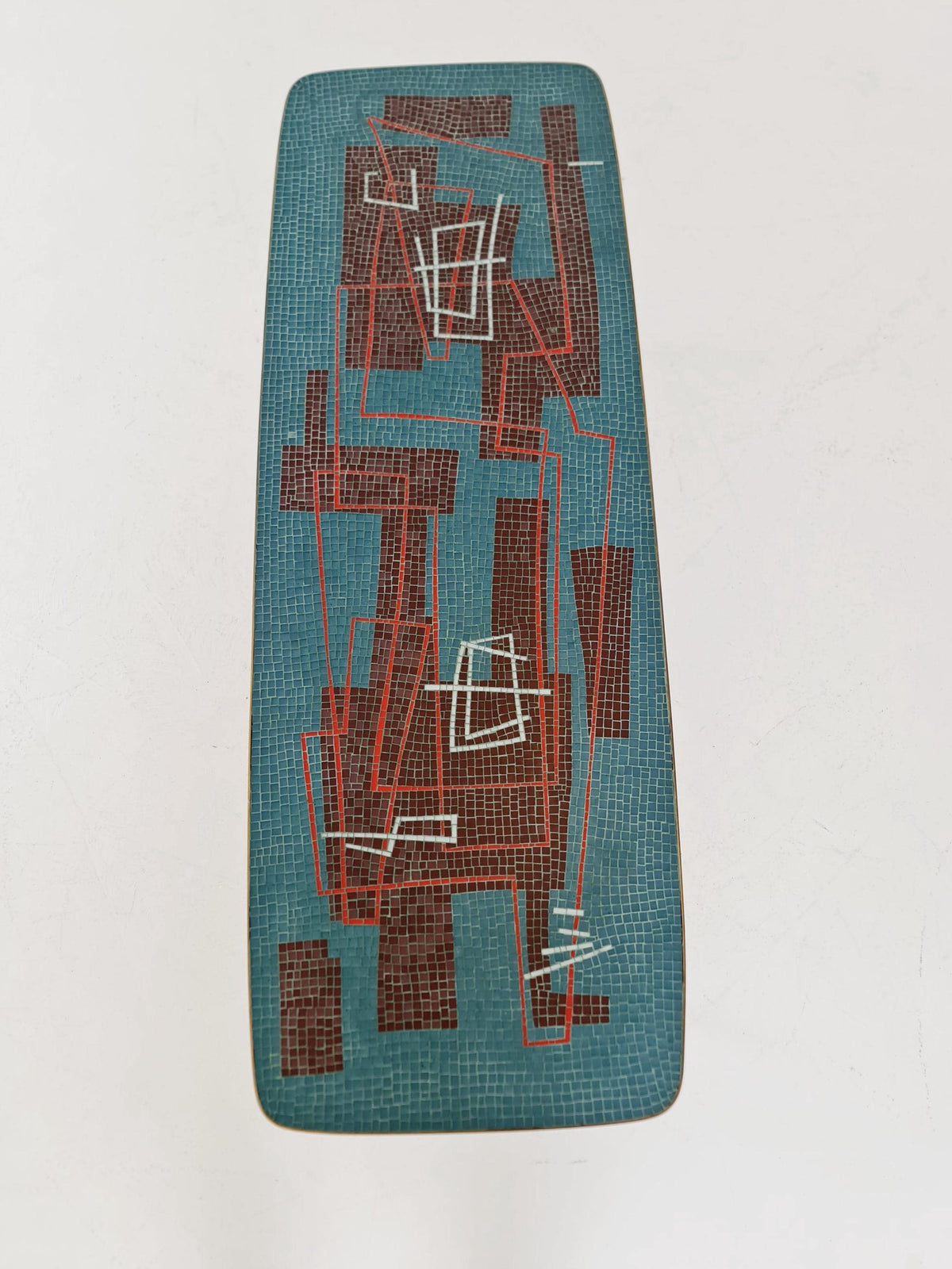 Unique mosaic & solid brass coffee table by Berthold Muller, 1950s