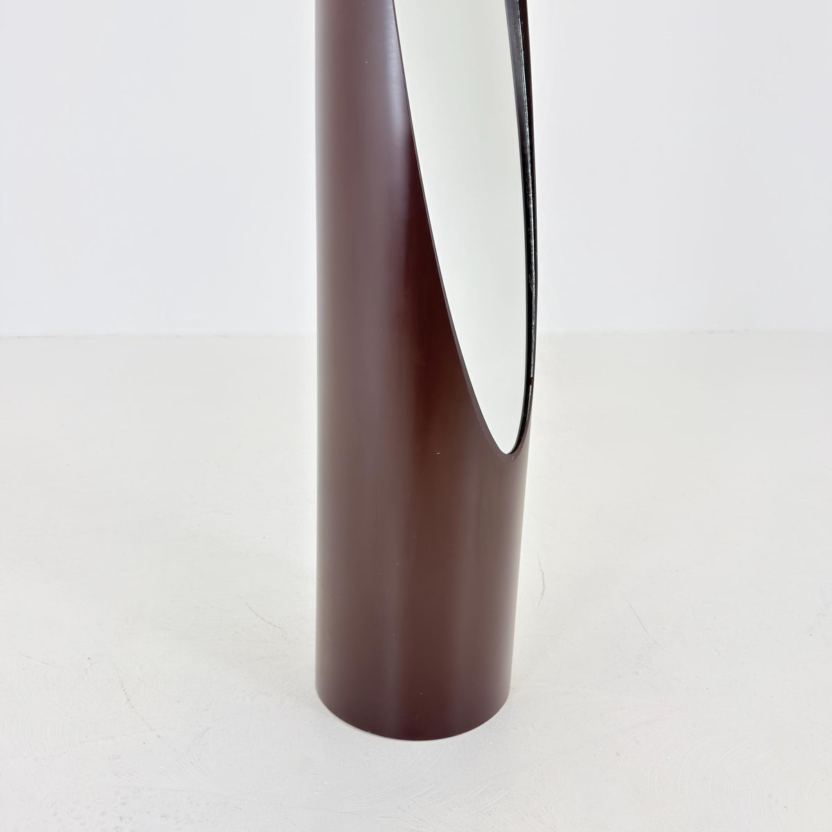 Rare Roger Lecal Style Lipstick Floor Mirror, Brown Enamel Fiberglass, French Postmodern Design, 1980s