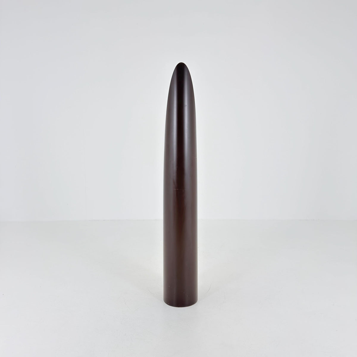 Rare Roger Lecal Style Lipstick Floor Mirror, Brown Enamel Fiberglass, French Postmodern Design, 1980s