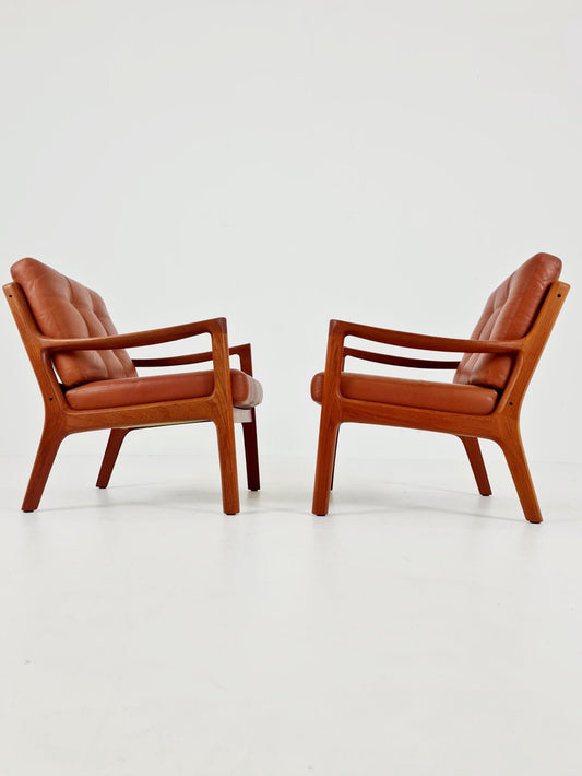 Mid-century Rare Danish teak lounge chair/ Easy chair by Ole Wanscher for France &Son , 1960s Set of 2