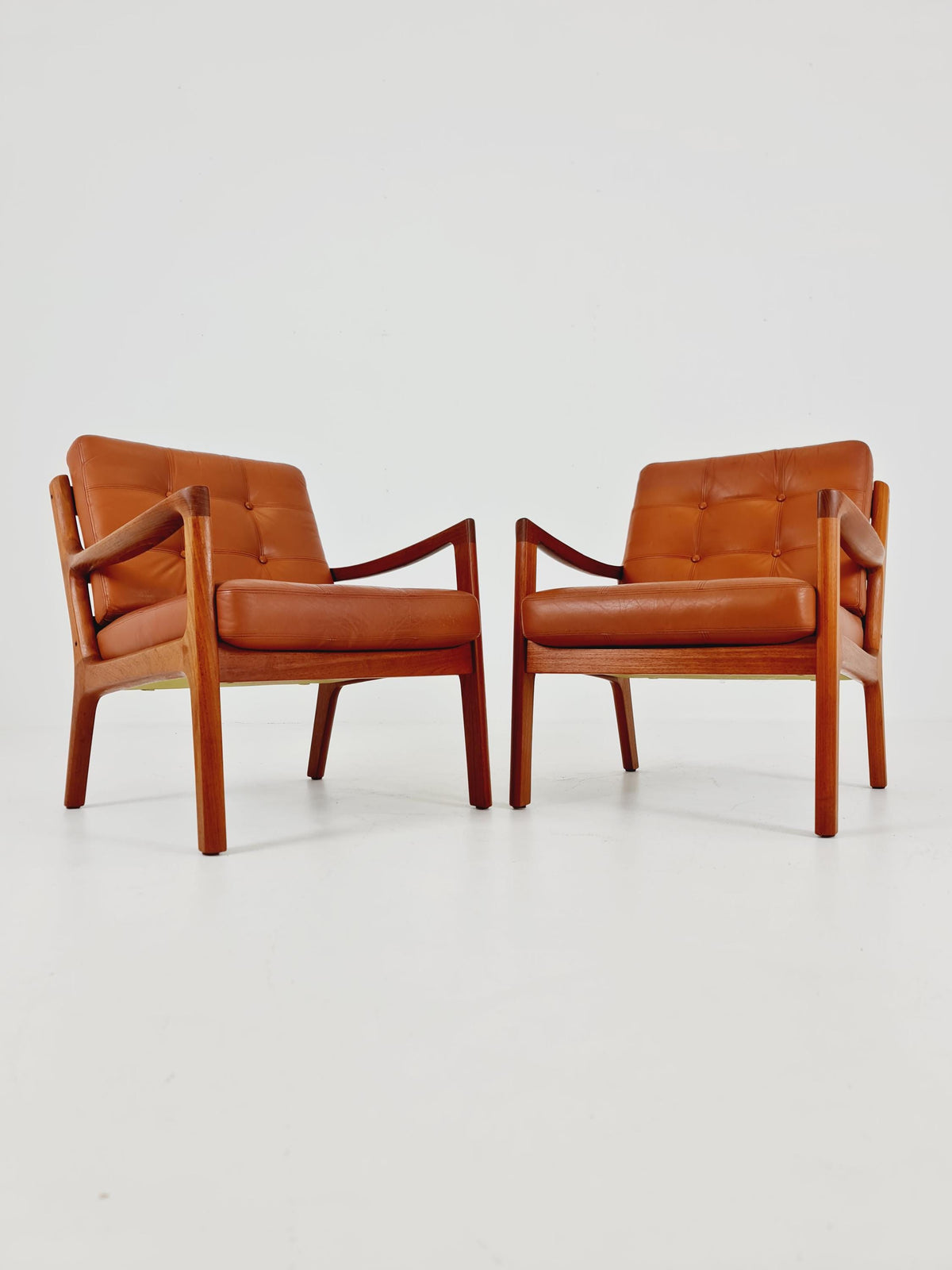 Mid-century Rare Danish teak lounge chair/ Easy chair by Ole Wanscher for France &Son , 1960s Set of 2