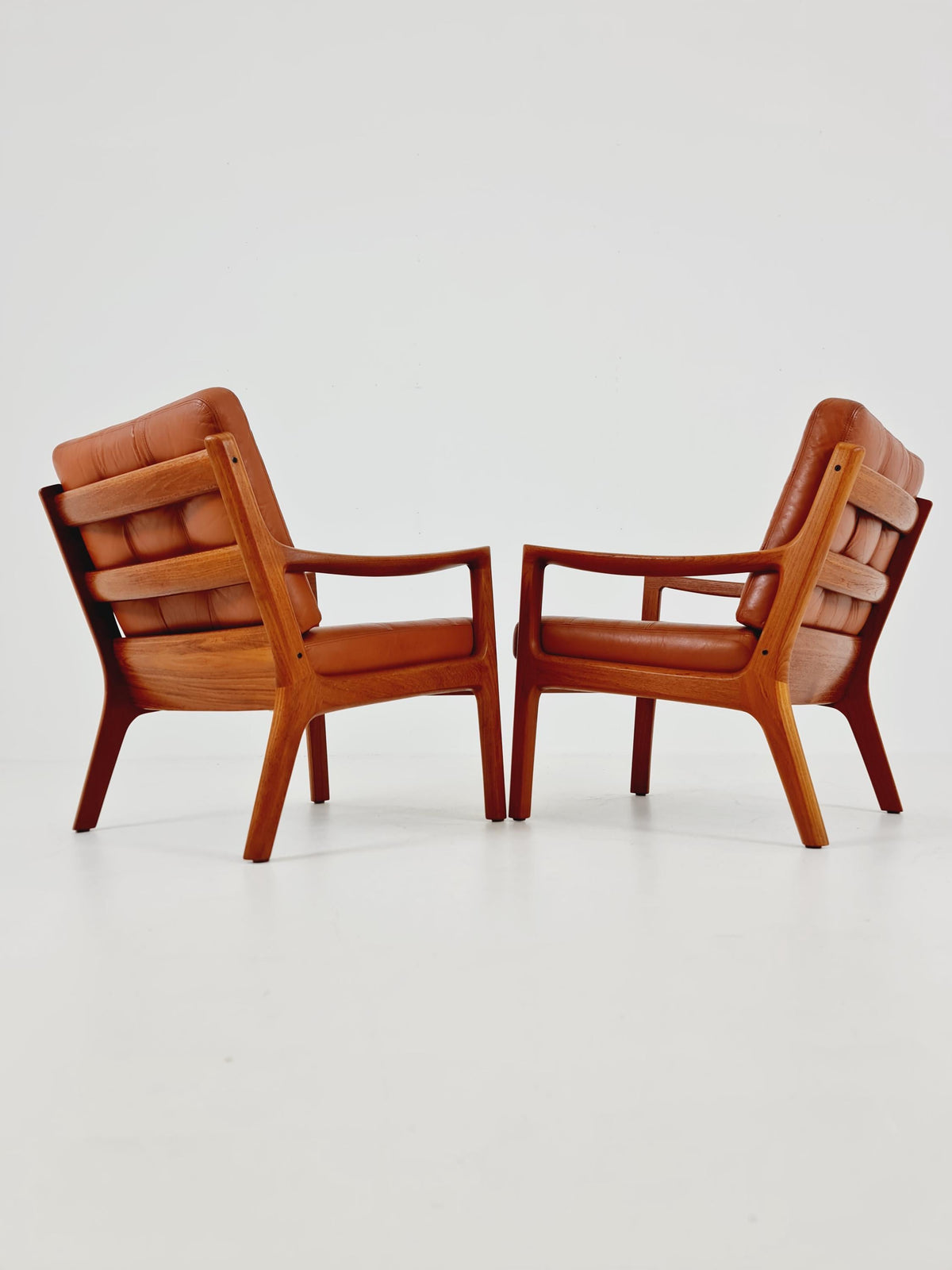 Mid-century Rare Danish teak lounge chair/ Easy chair by Ole Wanscher for France &Son , 1960s Set of 2