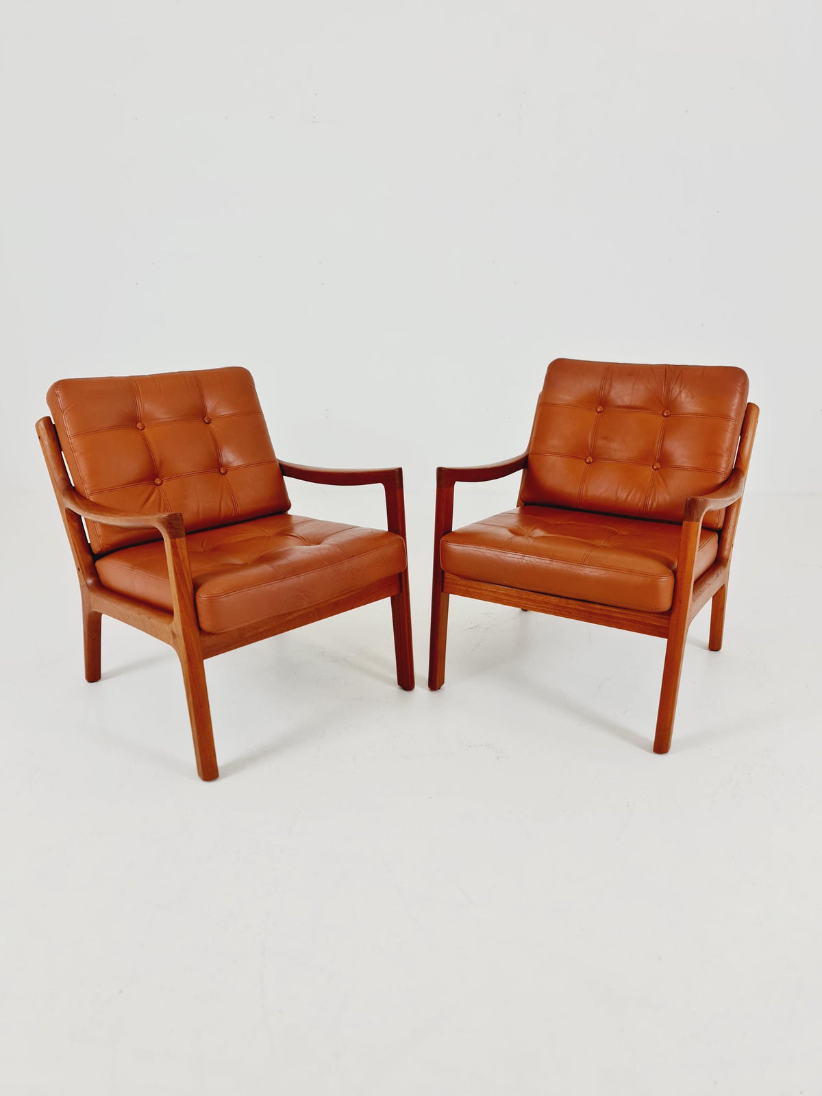 Mid-century Rare Danish teak lounge chair/ Easy chair by Ole Wanscher for France &Son , 1960s Set of 2