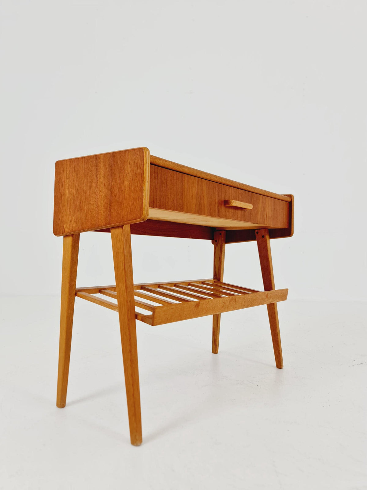 Rare big Midcentury Danish teak Vintage Side table/ Bedside table by Olholm Möbelfabrik, Denmark, 1960s,
