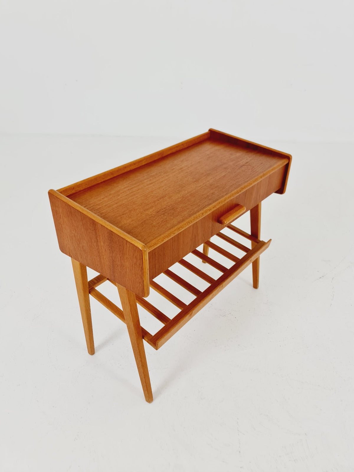 Rare big Midcentury Danish teak Vintage Side table/ Bedside table by Olholm Möbelfabrik, Denmark, 1960s,
