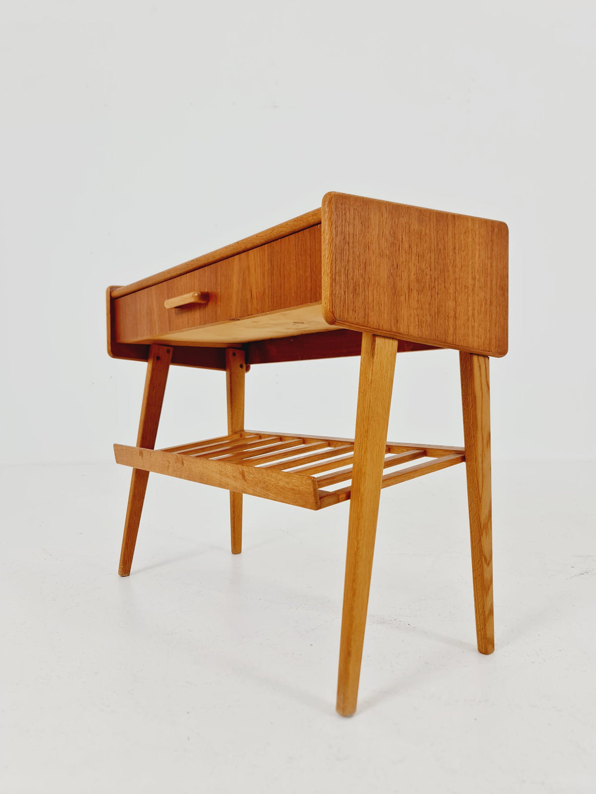 Rare big Midcentury Danish teak Vintage Side table/ Bedside table by Olholm Möbelfabrik, Denmark, 1960s,