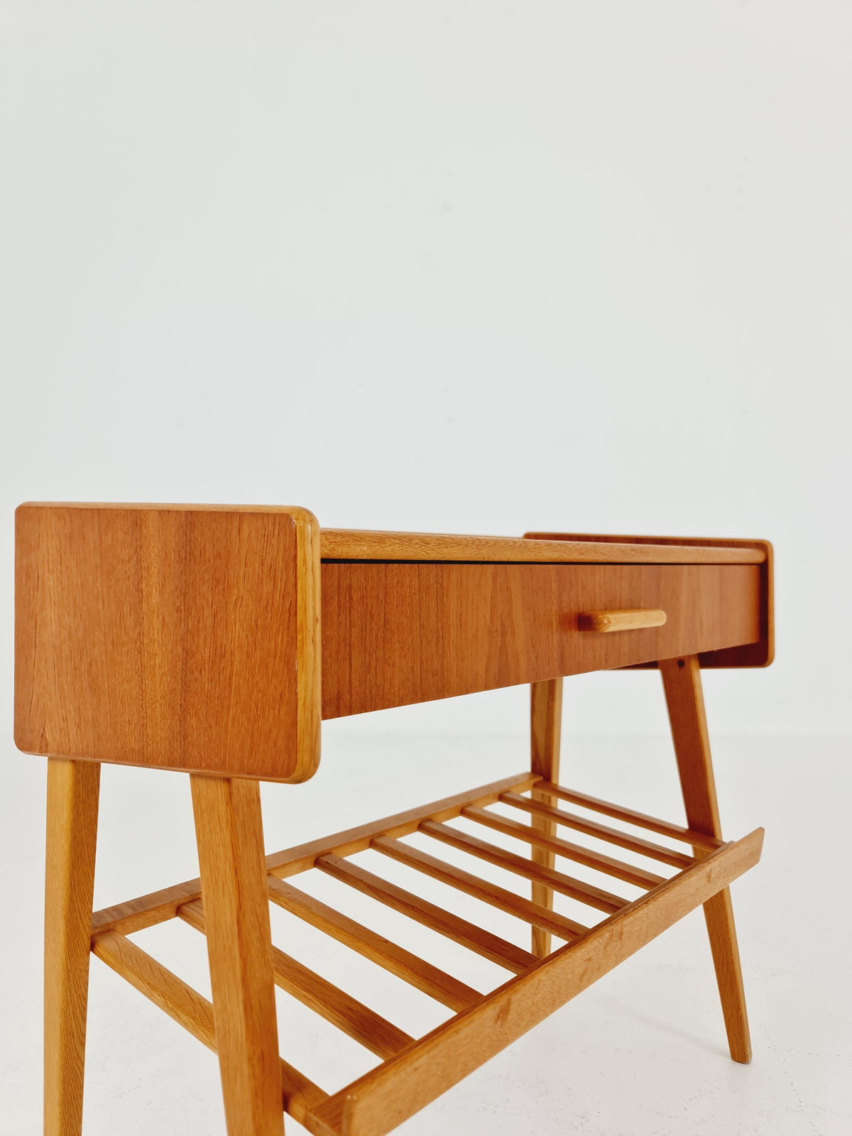 Rare big Midcentury Danish teak Vintage Side table/ Bedside table by Olholm Möbelfabrik, Denmark, 1960s,
