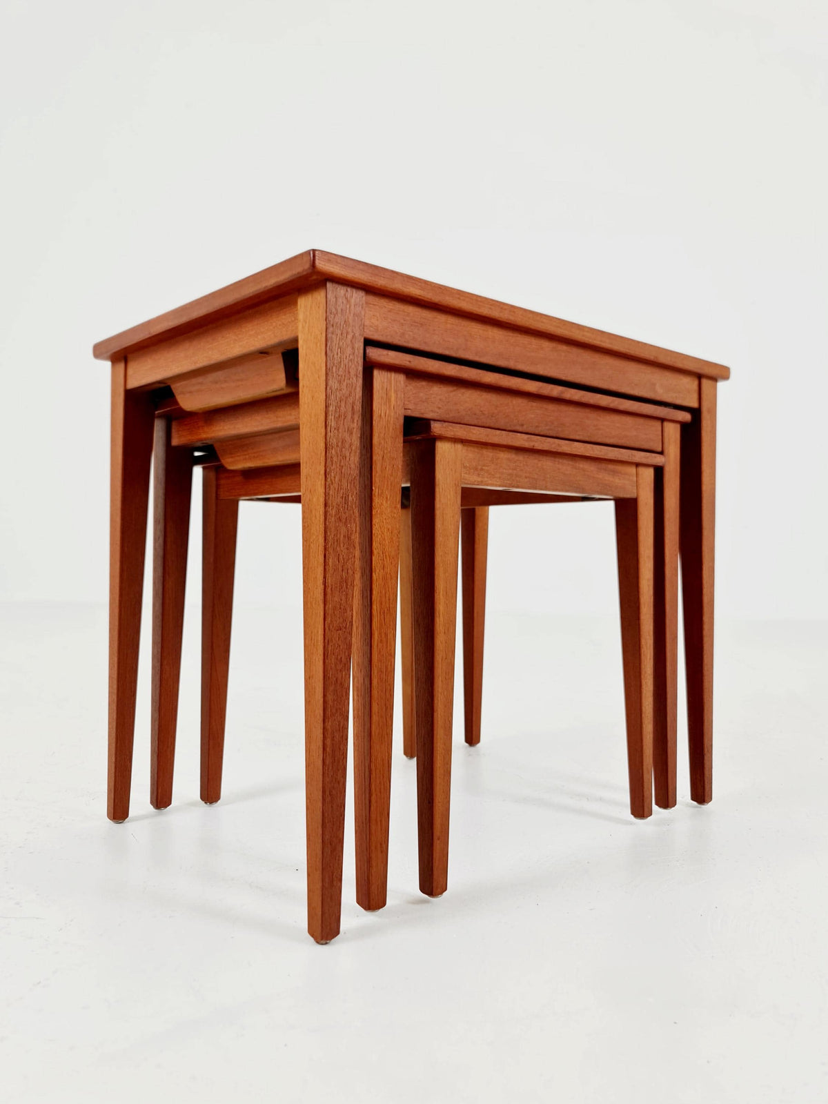 Midcentury danish teak + ceramic nesting tables/ side tables by Kvalitet Möbler, 1960s