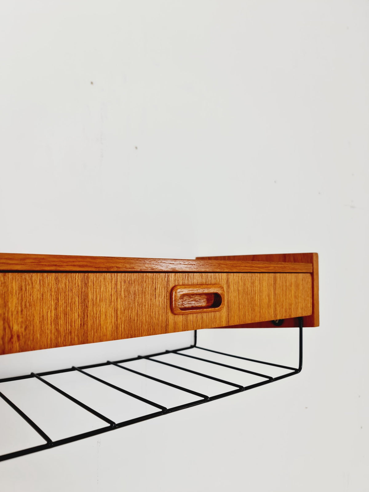 Swedish teak hanging telephone table shelf/ bedside table/ nightstand from the 60s