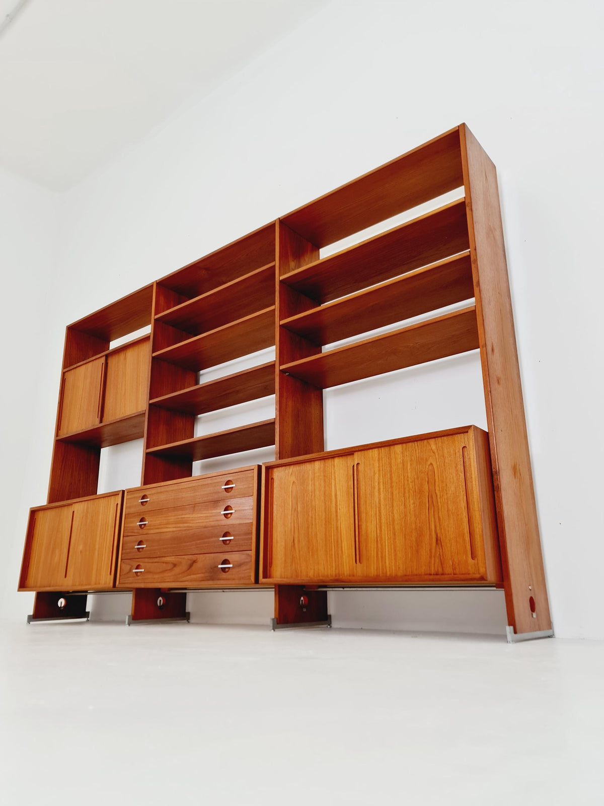 Mid-Century Danish Modern Teak RY 100 Wall Unit & Room Divider by Hans J. Wegner for RY Møbler, 1960s