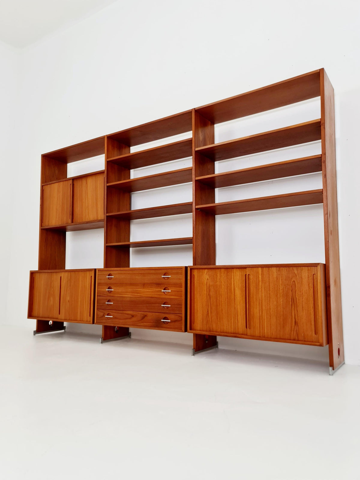 Mid-Century Danish Modern Teak RY 100 Wall Unit & Room Divider by Hans J. Wegner for RY Møbler, 1960s