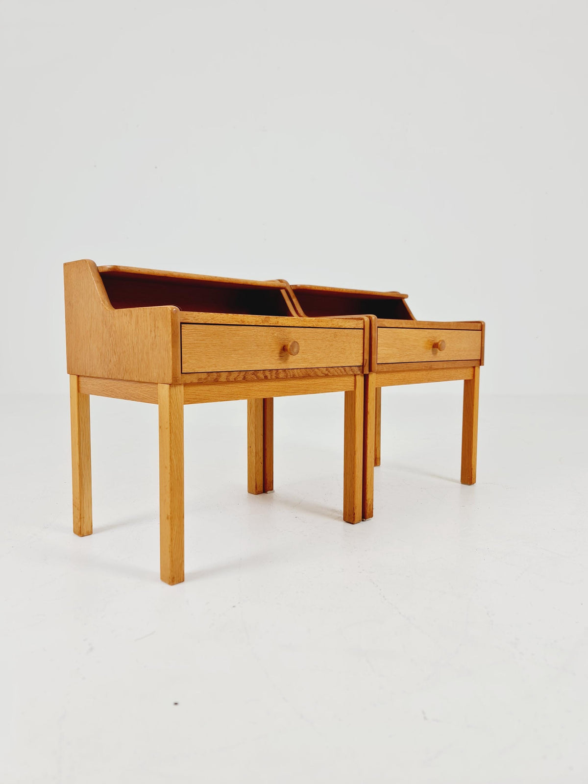 Pair of Swedish Midcentury Oak Vintage Side table/ Bedside table/ Night stand 1960s