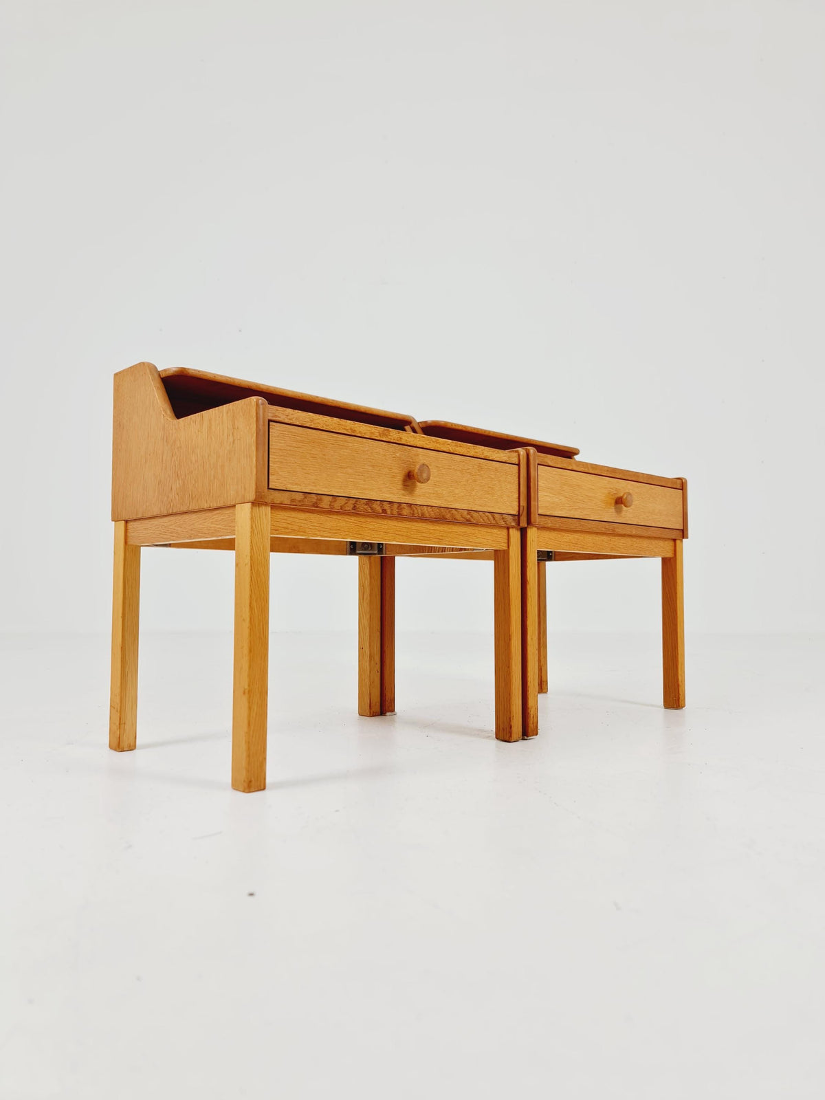 Pair of Swedish Midcentury Oak Vintage Side table/ Bedside table/ Night stand 1960s