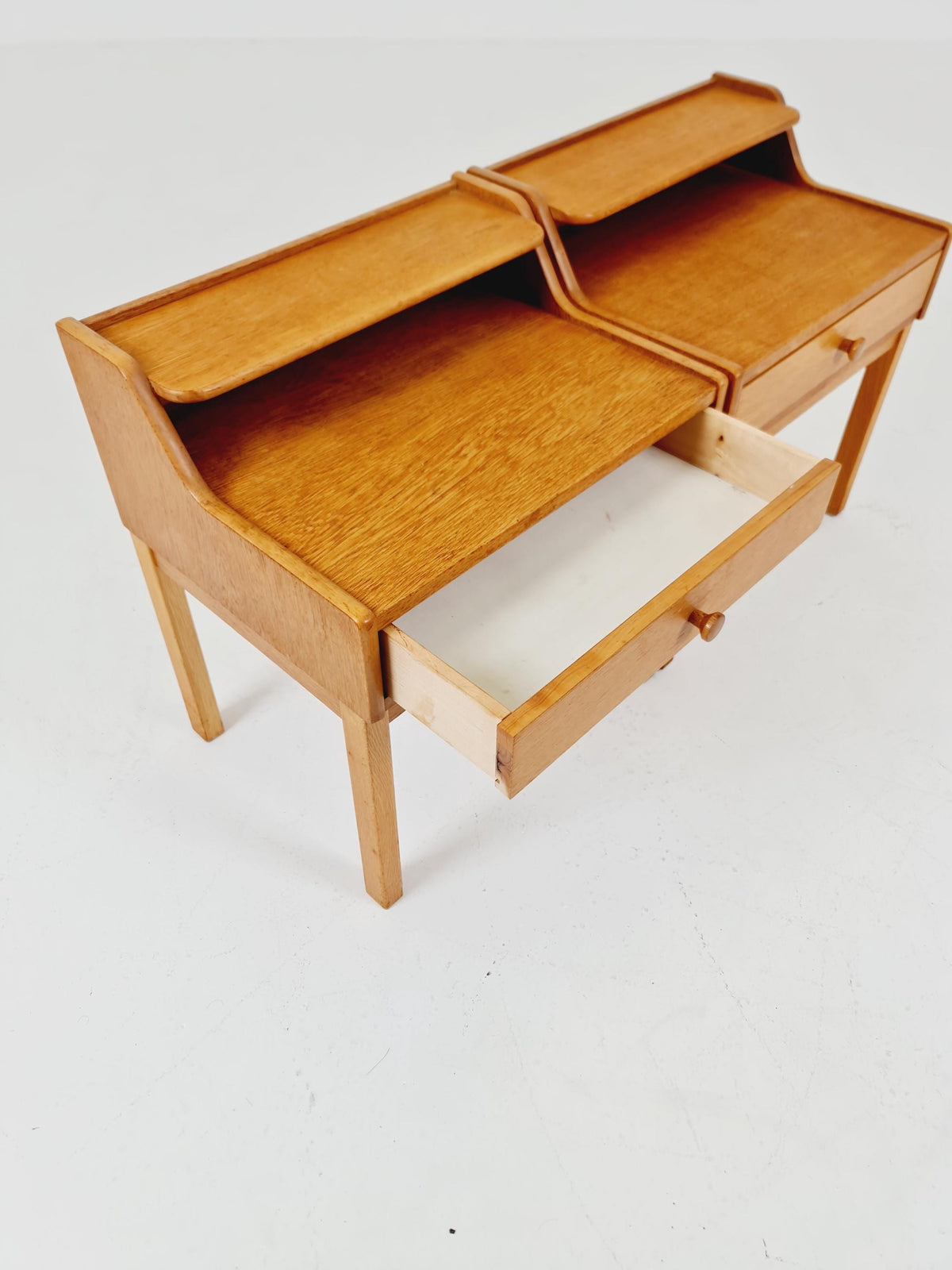 Pair of Swedish Midcentury Oak Vintage Side table/ Bedside table/ Night stand 1960s