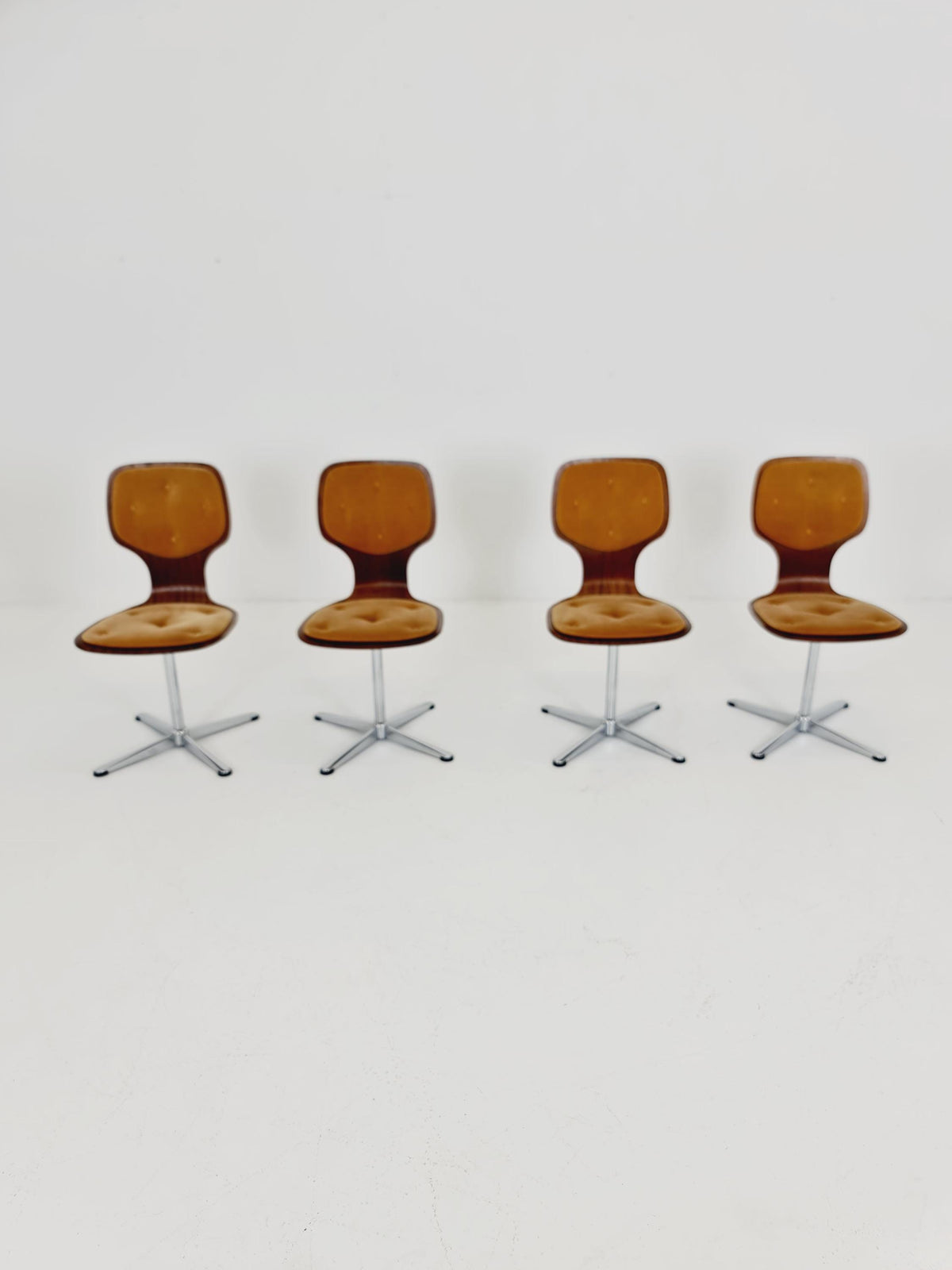 German space age teak dinning chairs 1970s Set of 4