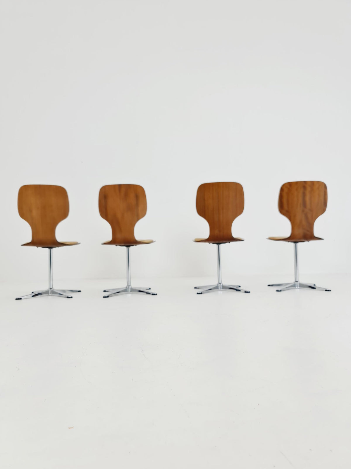 German space age teak dinning chairs 1970s Set of 4