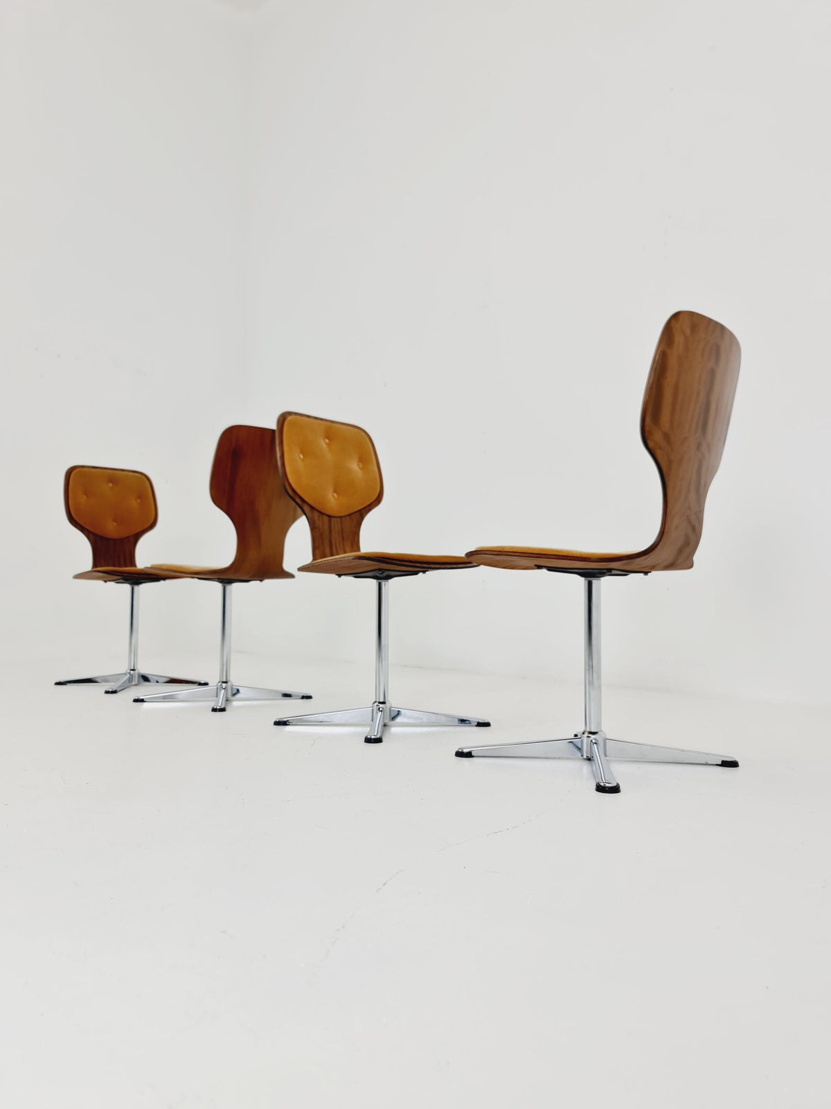 German space age teak dinning chairs 1970s Set of 4