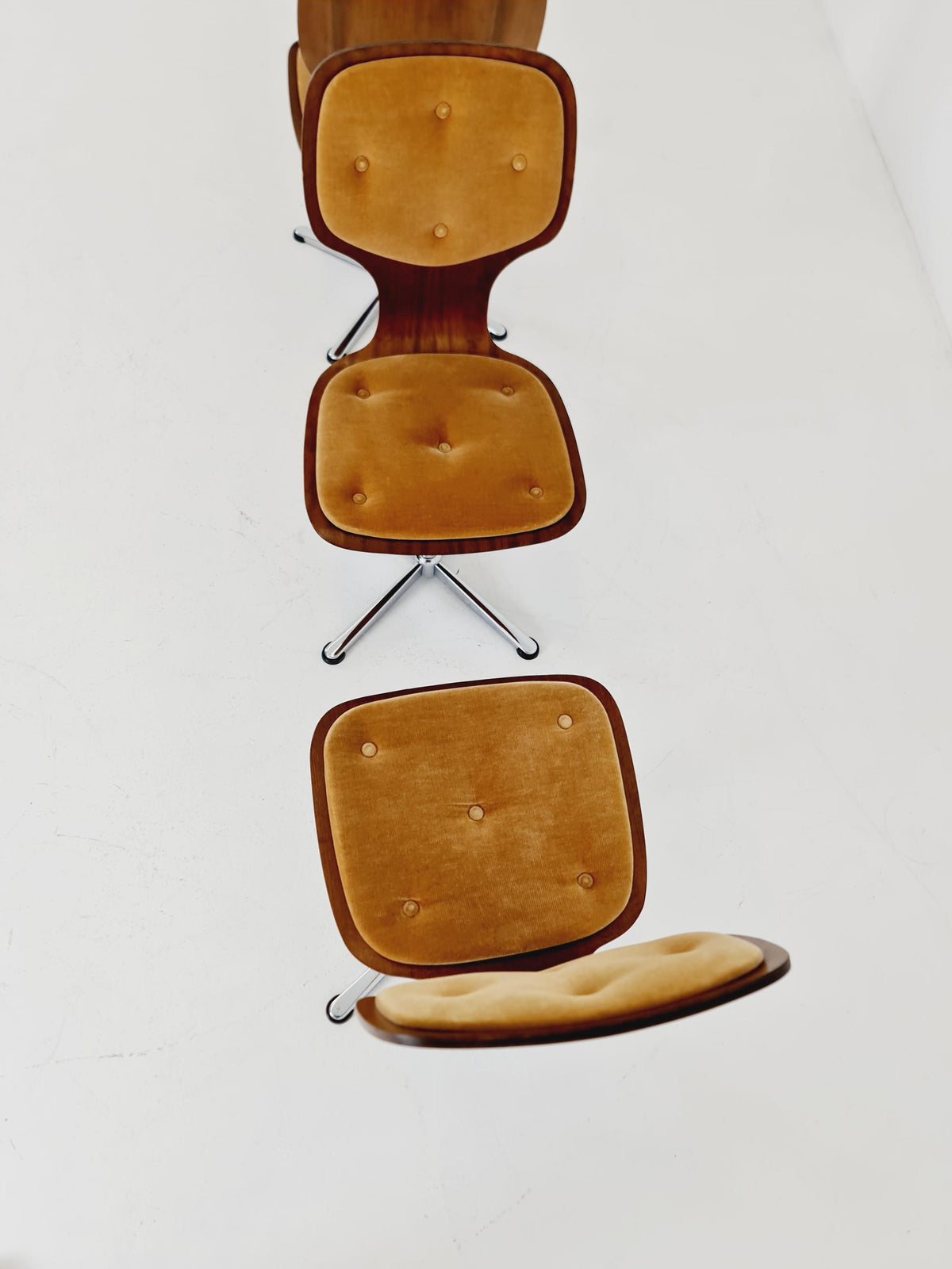 German space age teak dinning chairs 1970s Set of 4