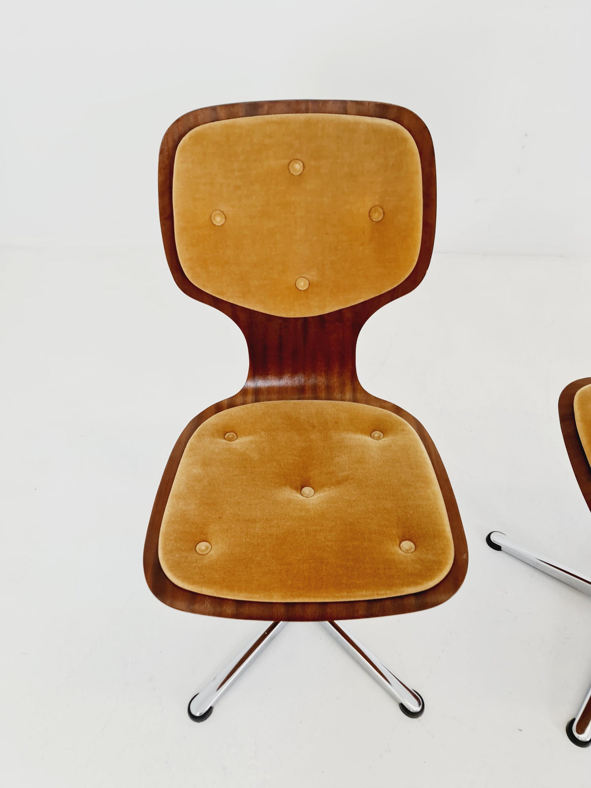 German space age teak dinning chairs 1970s Set of 4