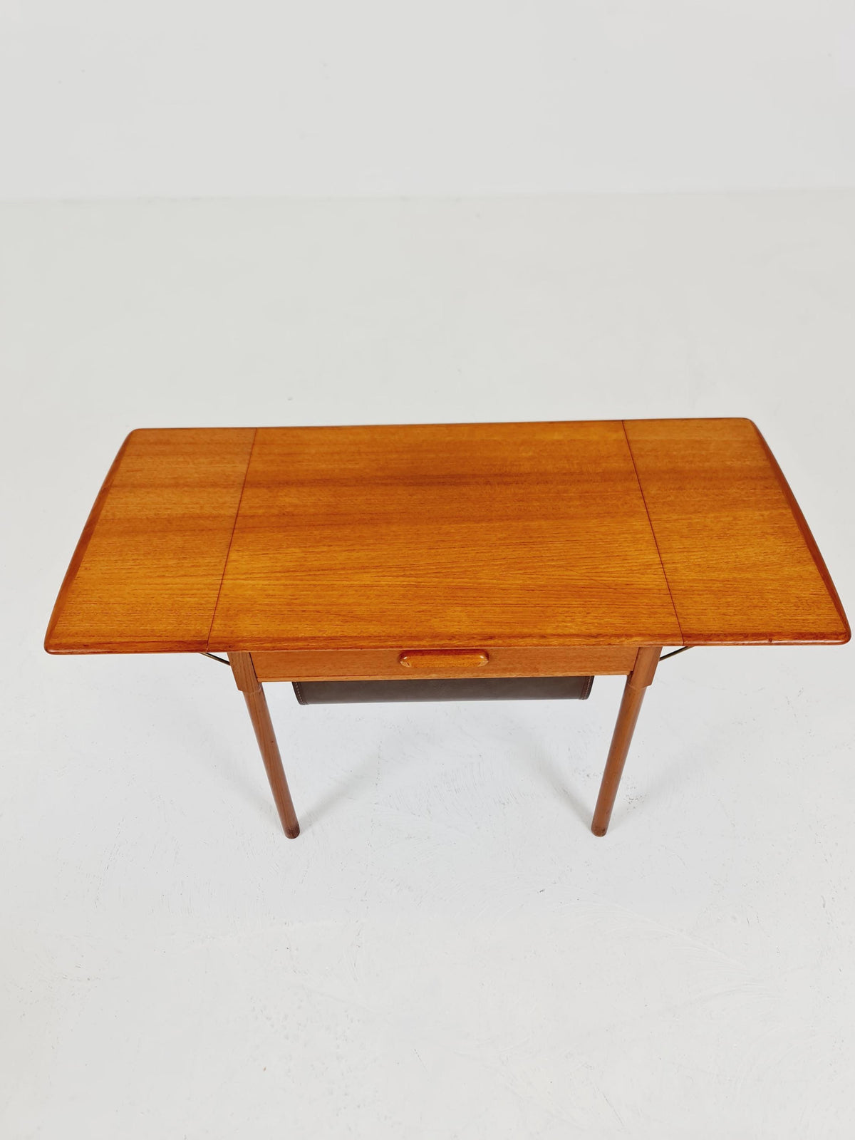 Vintage Danish teak and rattan sewing table/ side table cabinet , 1960s