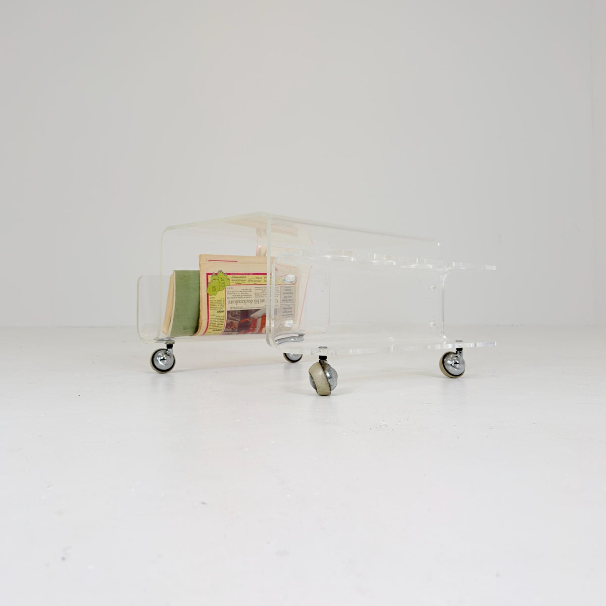 Space age Smoked Brown Plexiglass Trolley-side table by Michel Dumas for Roche Bobois 1970s