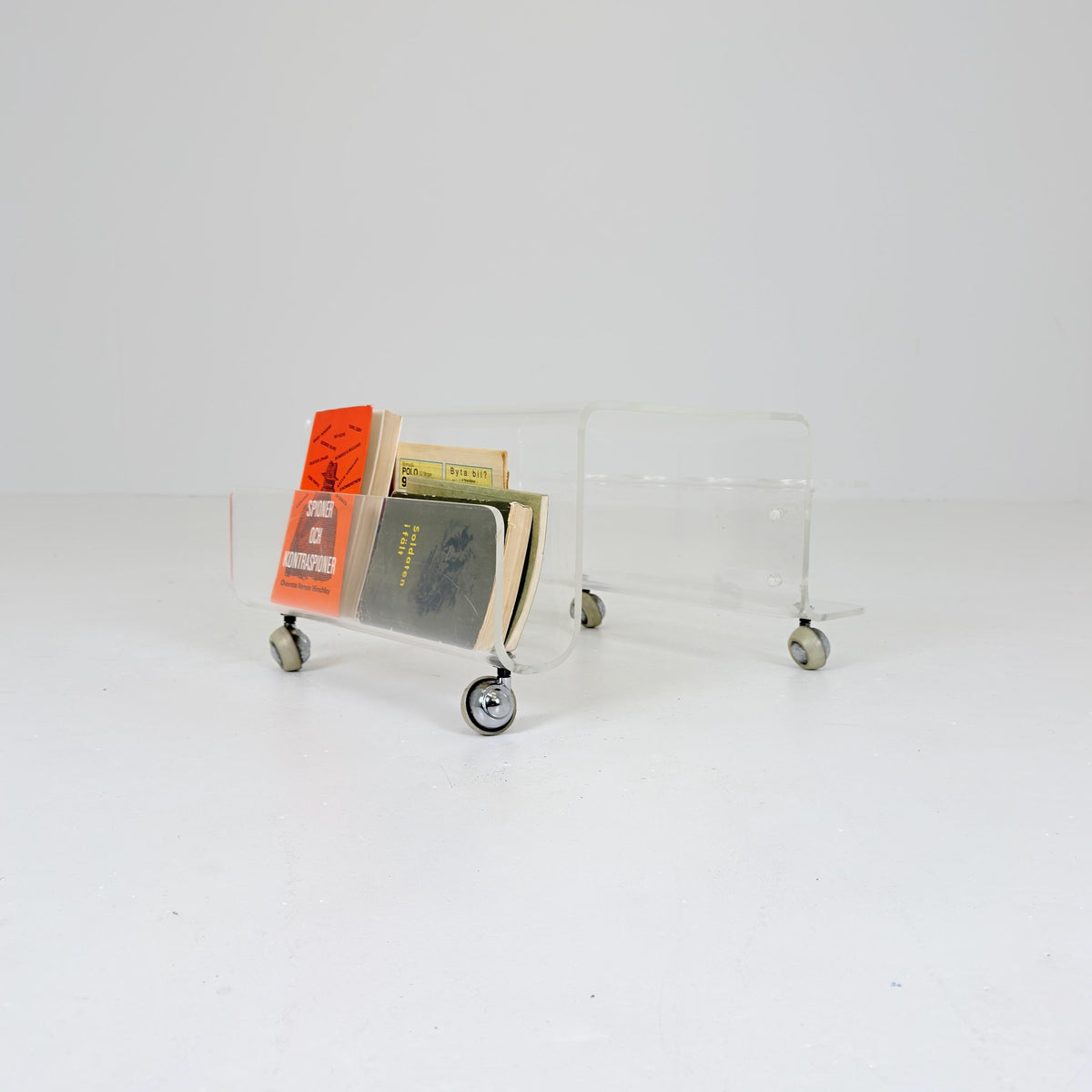 Space age Smoked Brown Plexiglass Trolley-side table by Michel Dumas for Roche Bobois 1970s