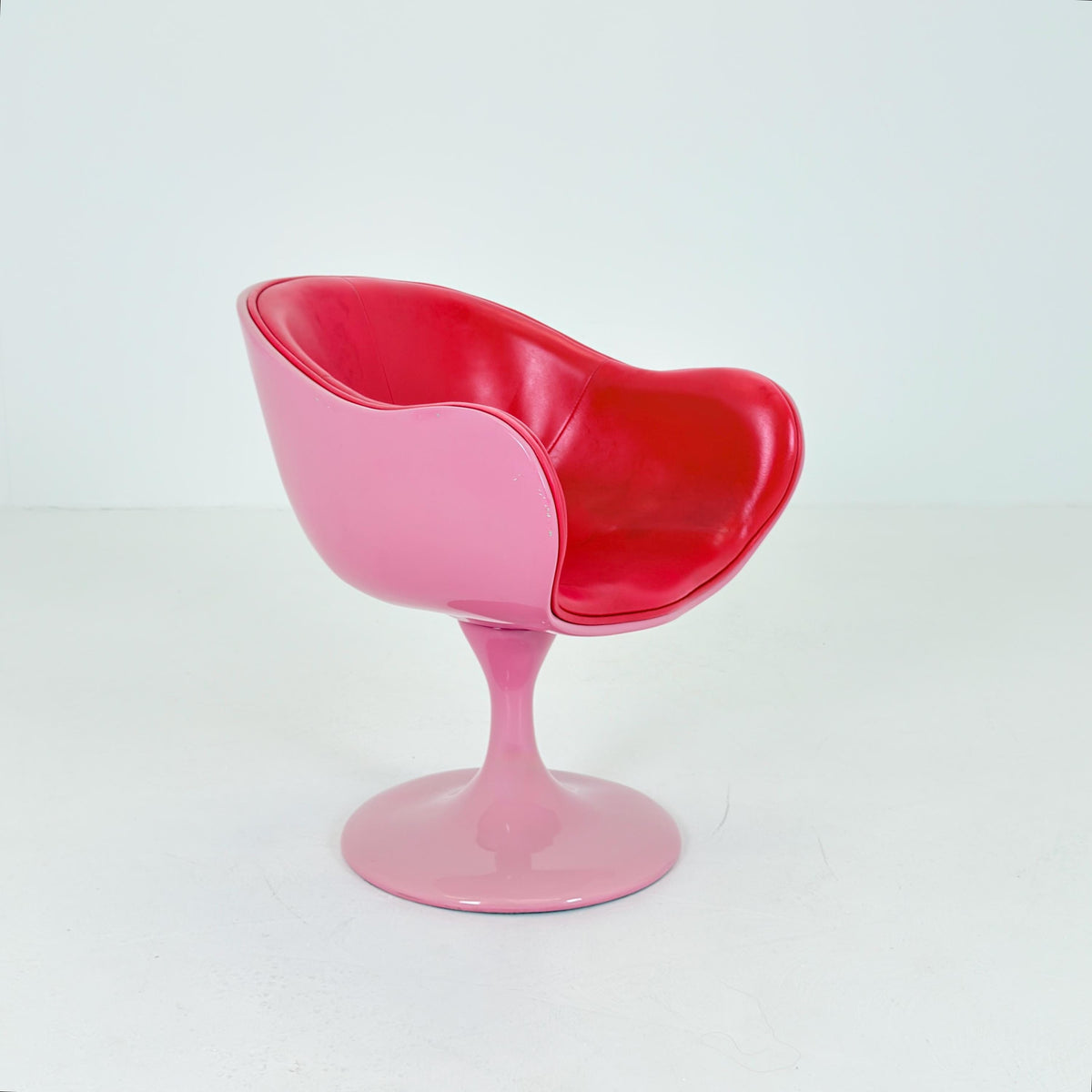Mid Century Modern Design Italian Space Age Tulip Swivel Armchair, 1980s Italy