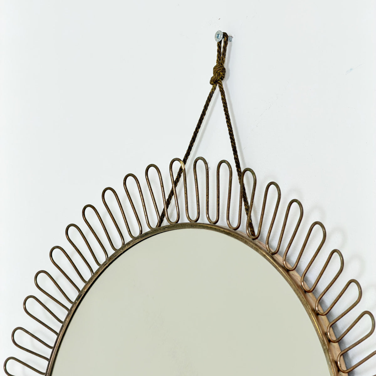 Mid-century wall mirror by Josef Frank Svenskt Tenn, Austria, Sweden, brass, 1960s