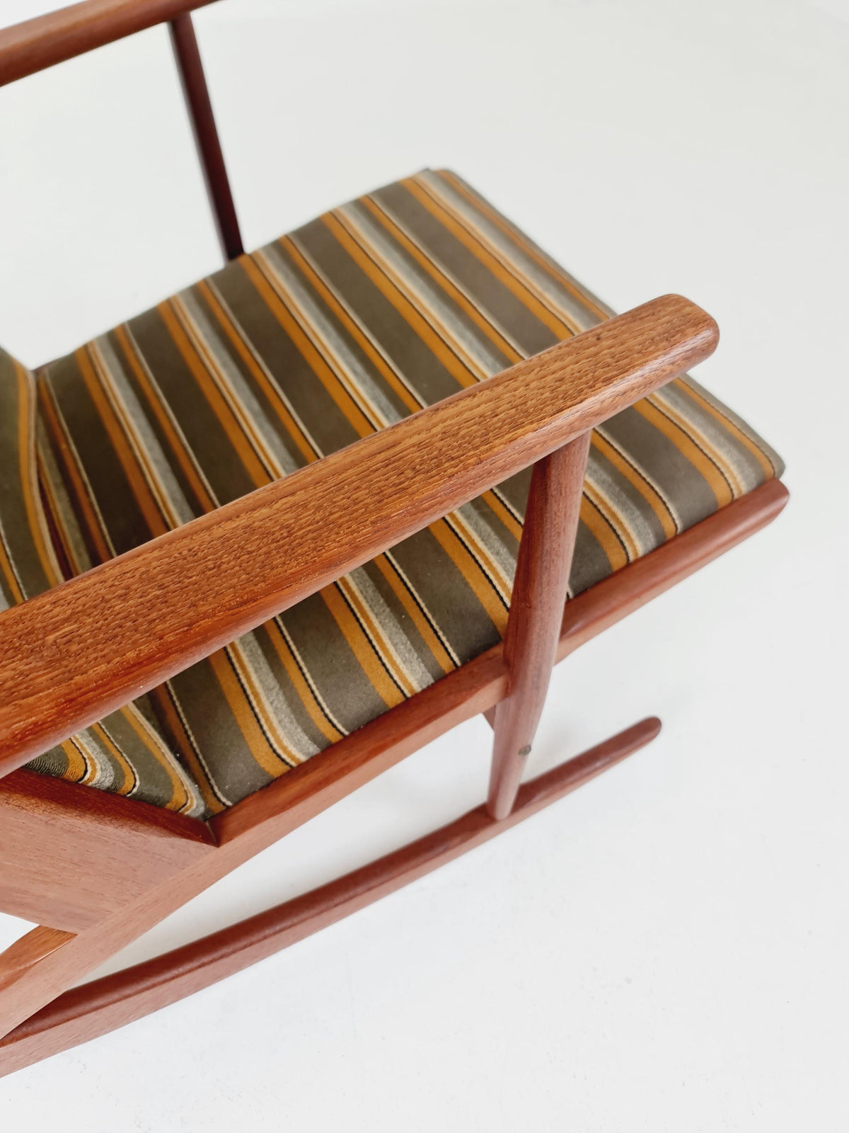 Rare Danish Teak Rocking Chair by Soren Georg Jensen For Kubus Möbelfabrik Modell 87 , 1960s
