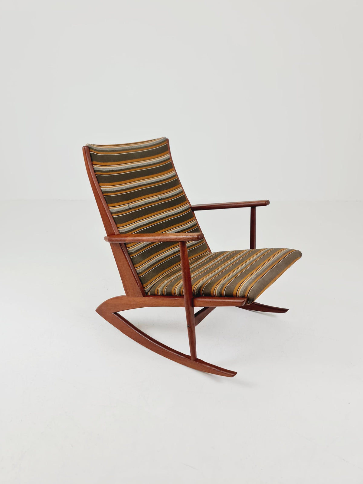 Rare Danish Teak Rocking Chair by Soren Georg Jensen For Kubus Möbelfabrik Modell 87 , 1960s