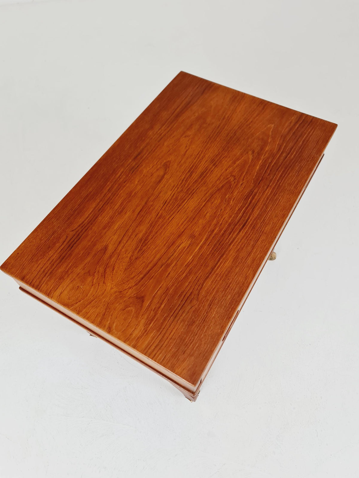 Rare Vintage Danish Teak and rattan sewing table/ side table cabinet , 1960s