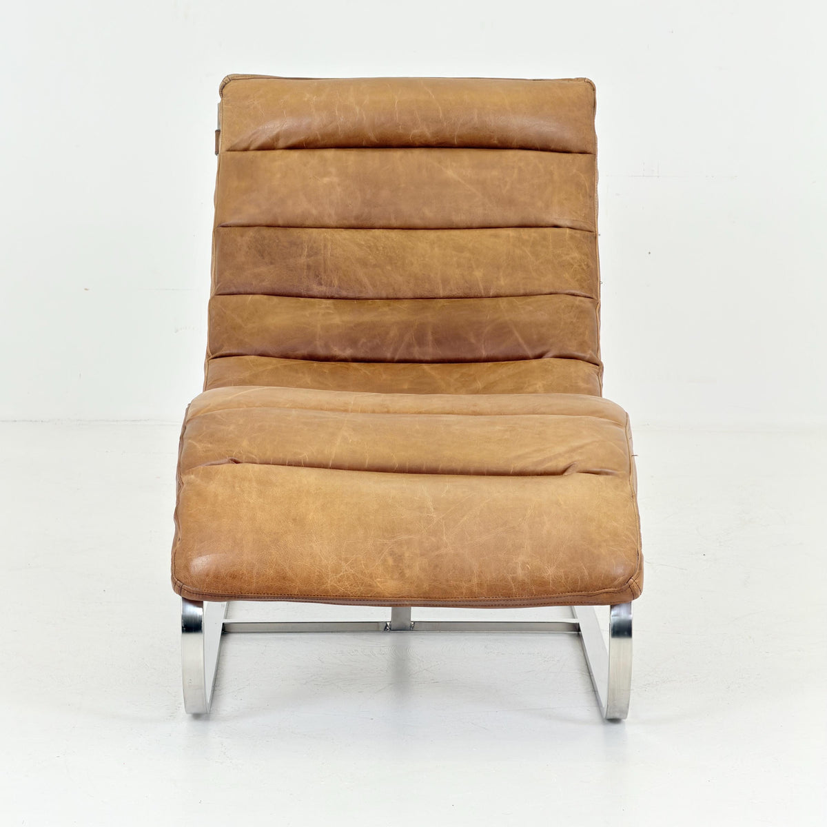 Mid Century Lounge chair Cognac leather by , Ludwig Mies van der Rohe Bauhaus Italy 1980s