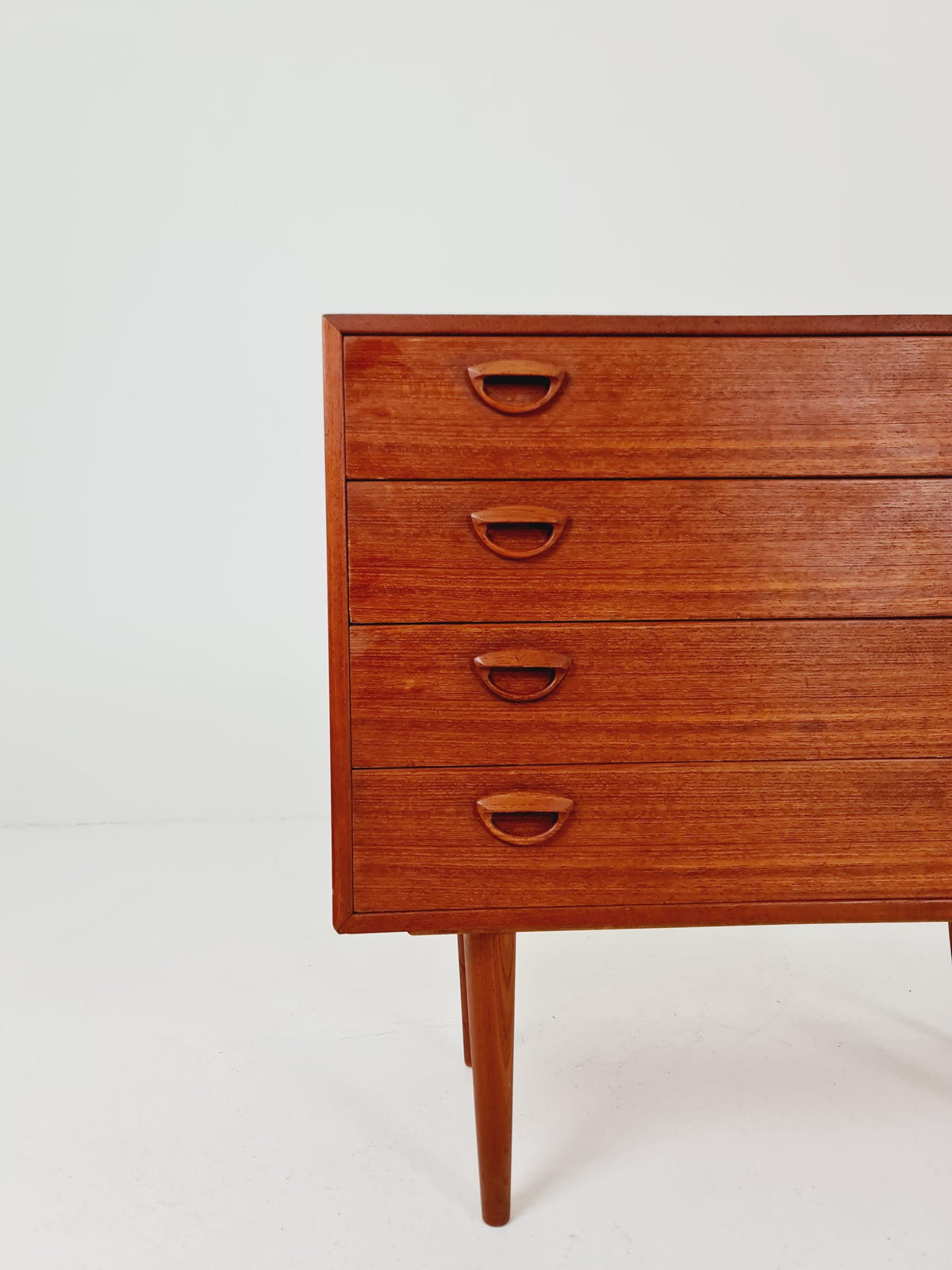 Midcentury danish Teak drawer dresser /4 drawers by Kai Kristiansen for Feldballes Möbelfabrik , 1960s