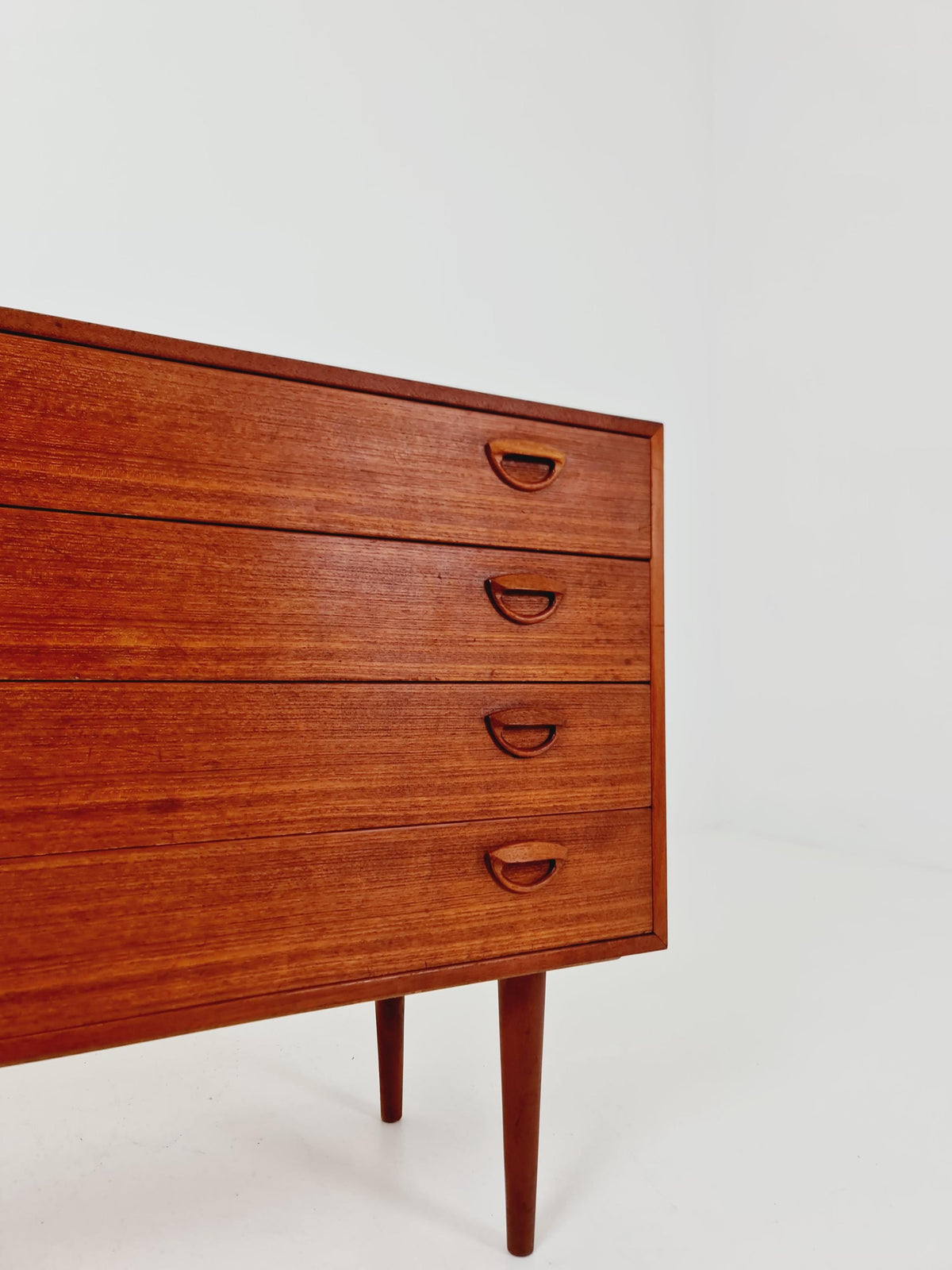 Midcentury danish Teak drawer dresser /4 drawers by Kai Kristiansen for Feldballes Möbelfabrik , 1960s