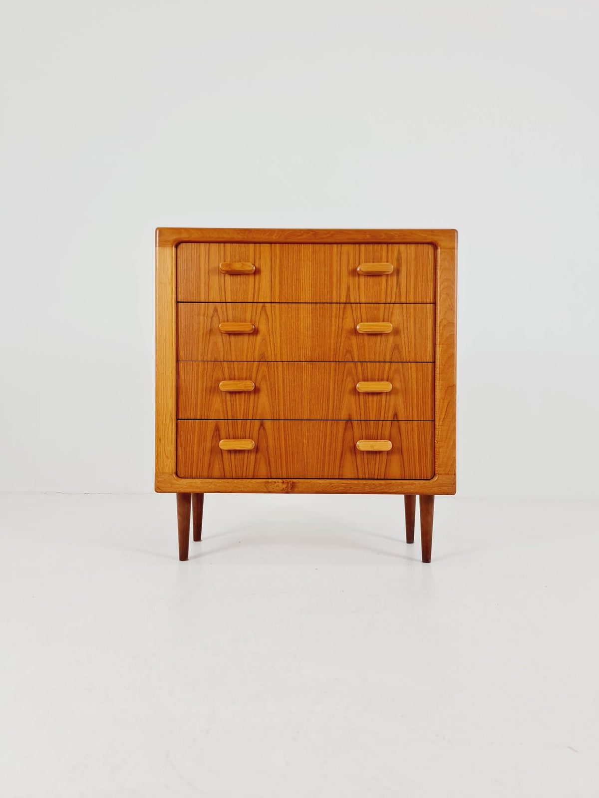 Mid century Solid Danish teak hallway cabinet, chest of drawers By Silkborg Möbelfabrik 1970s