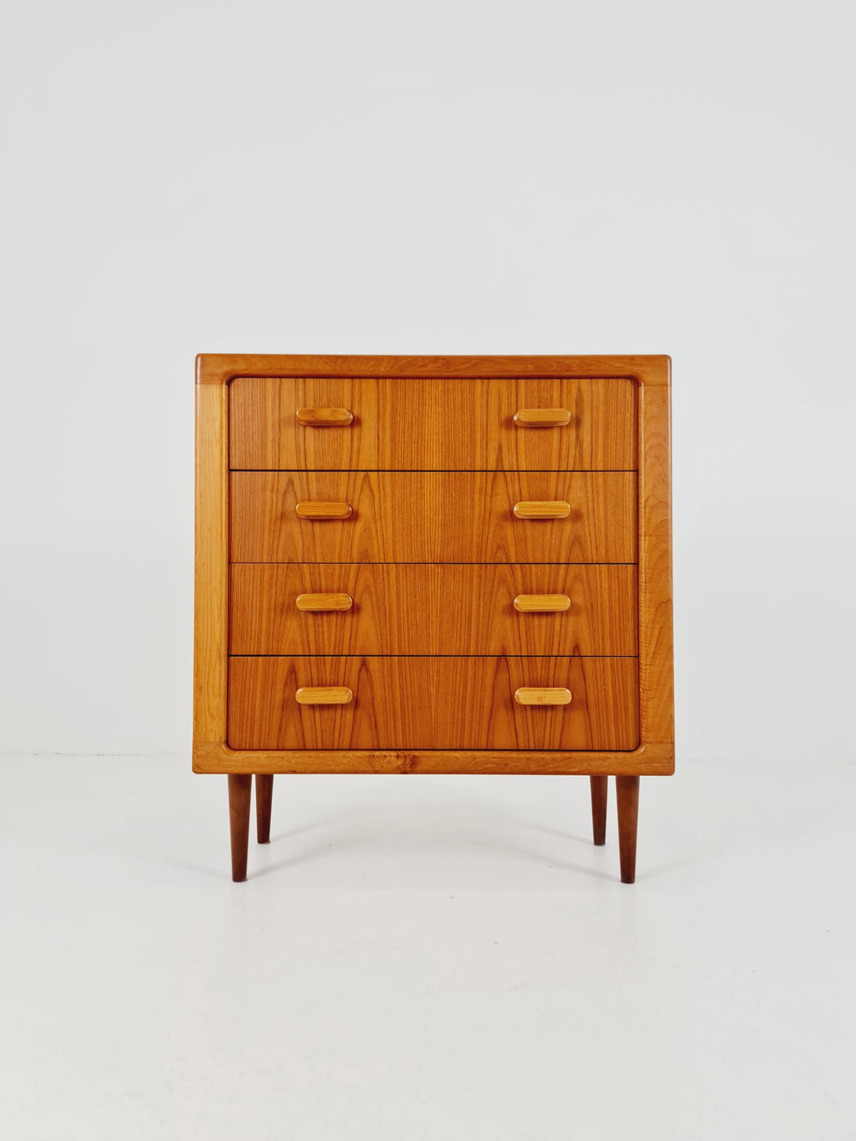 Mid century Solid Danish teak hallway cabinet, chest of drawers By Silkborg Möbelfabrik 1970s