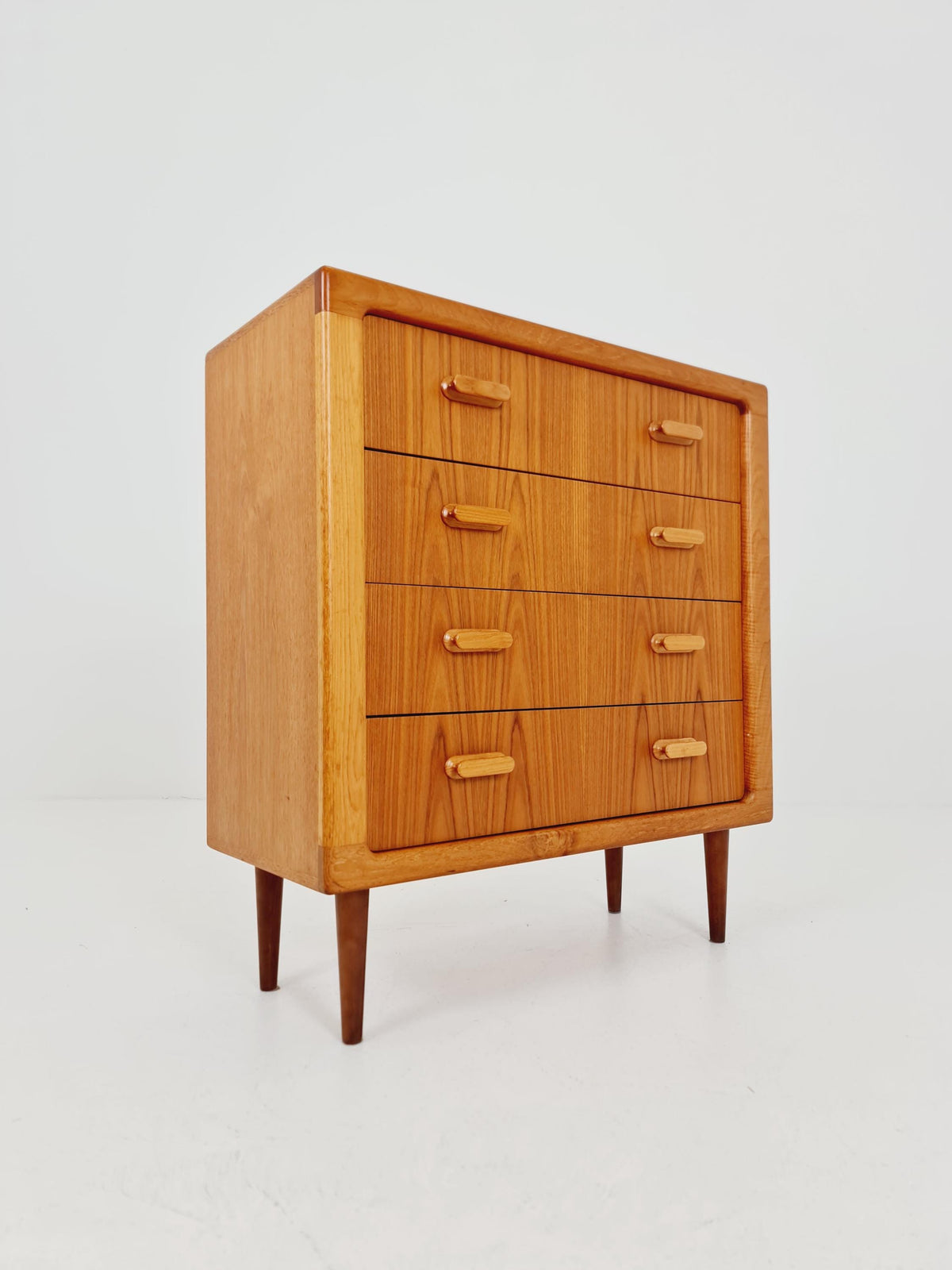 Mid century Solid Danish teak hallway cabinet, chest of drawers By Silkborg Möbelfabrik 1970s