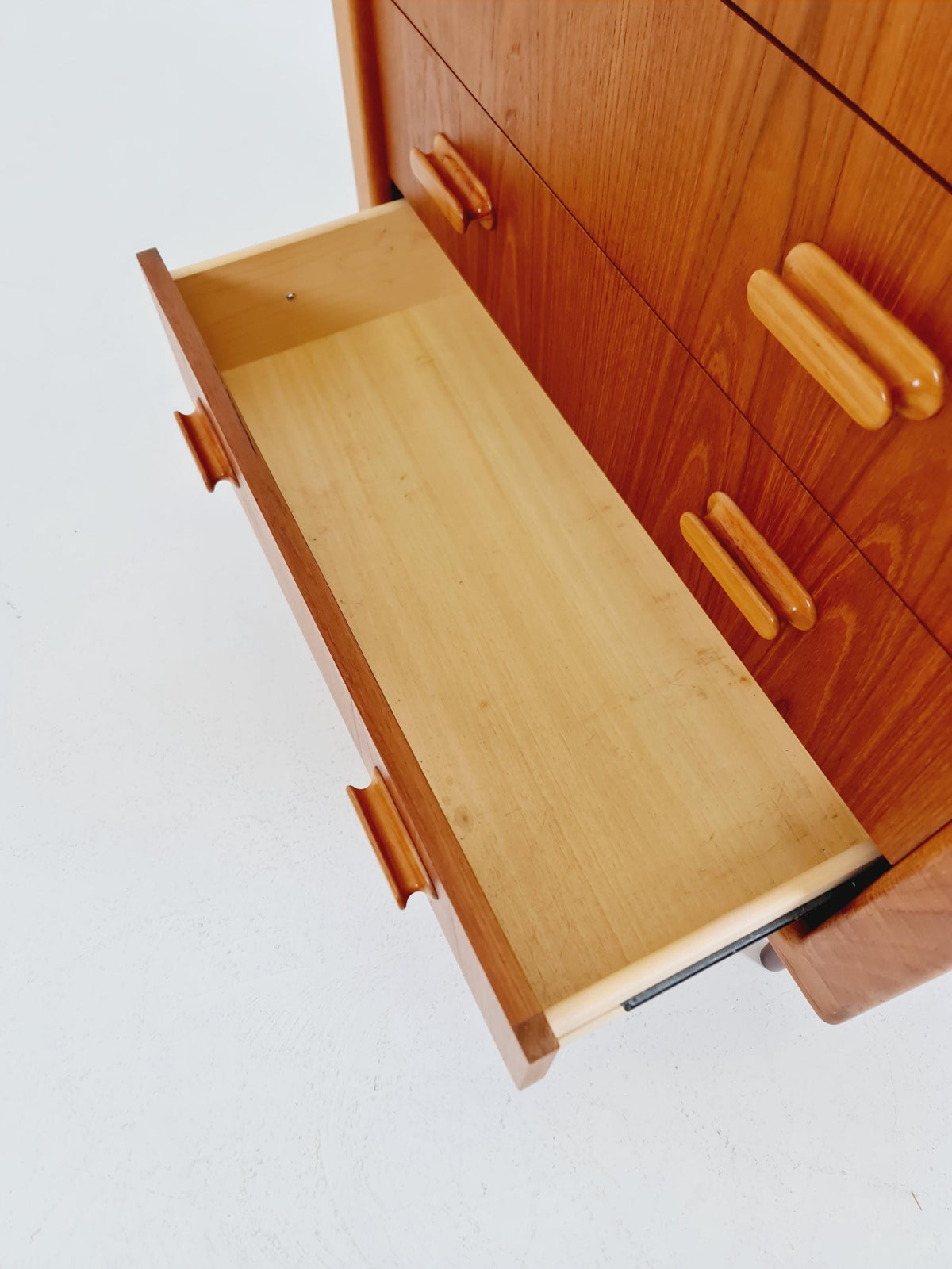 Mid century Solid Danish teak hallway cabinet, chest of drawers By Silkborg Möbelfabrik 1970s