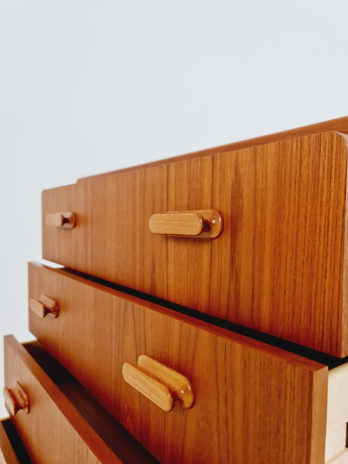Mid century Solid Danish teak hallway cabinet, chest of drawers By Silkborg Möbelfabrik 1970s