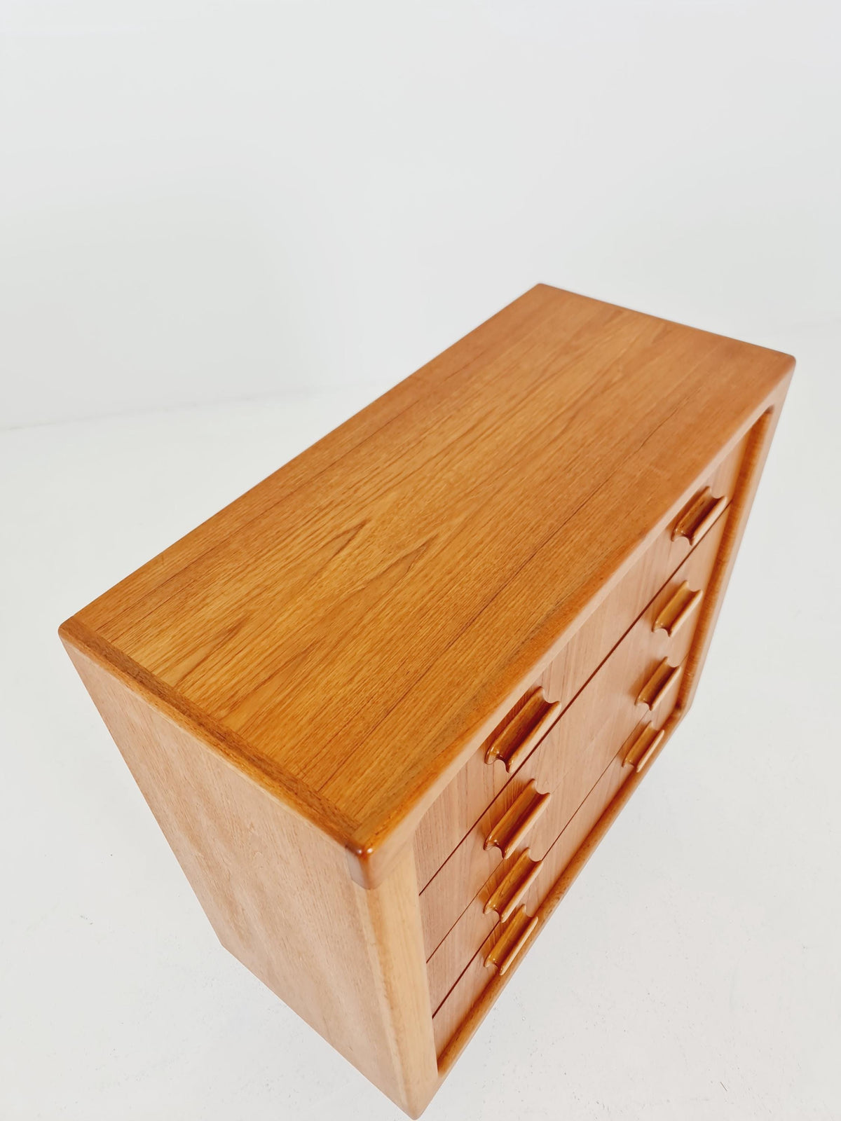 Mid century Solid Danish teak hallway cabinet, chest of drawers By Silkborg Möbelfabrik 1970s