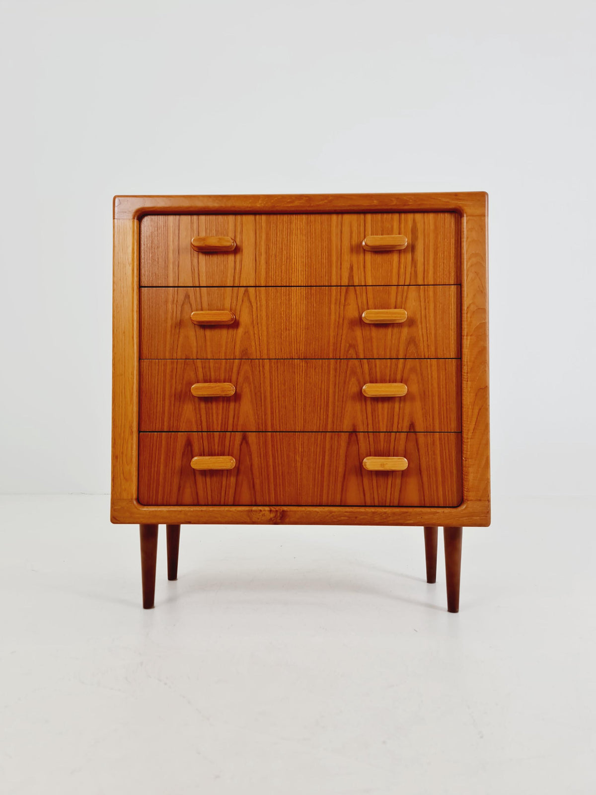 Mid century Solid Danish teak hallway cabinet, chest of drawers By Silkborg Möbelfabrik 1970s