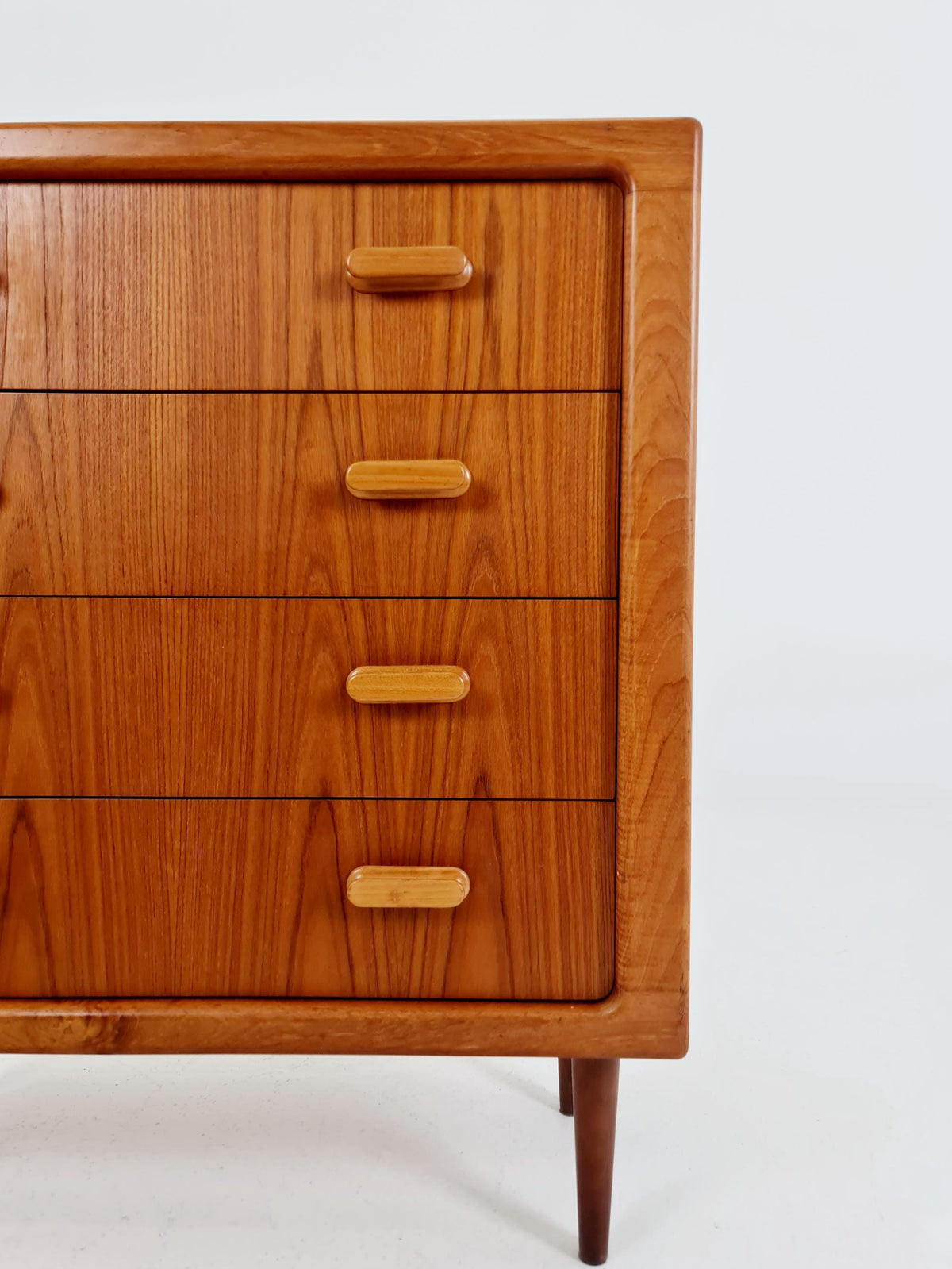 Mid century Solid Danish teak hallway cabinet, chest of drawers By Silkborg Möbelfabrik 1970s